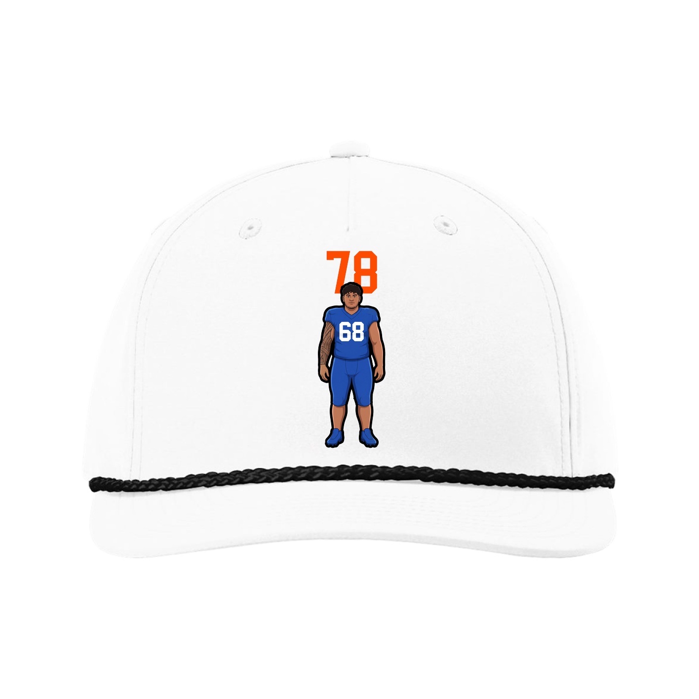 Five-Panel Classic Rope Cap — Number Top in White