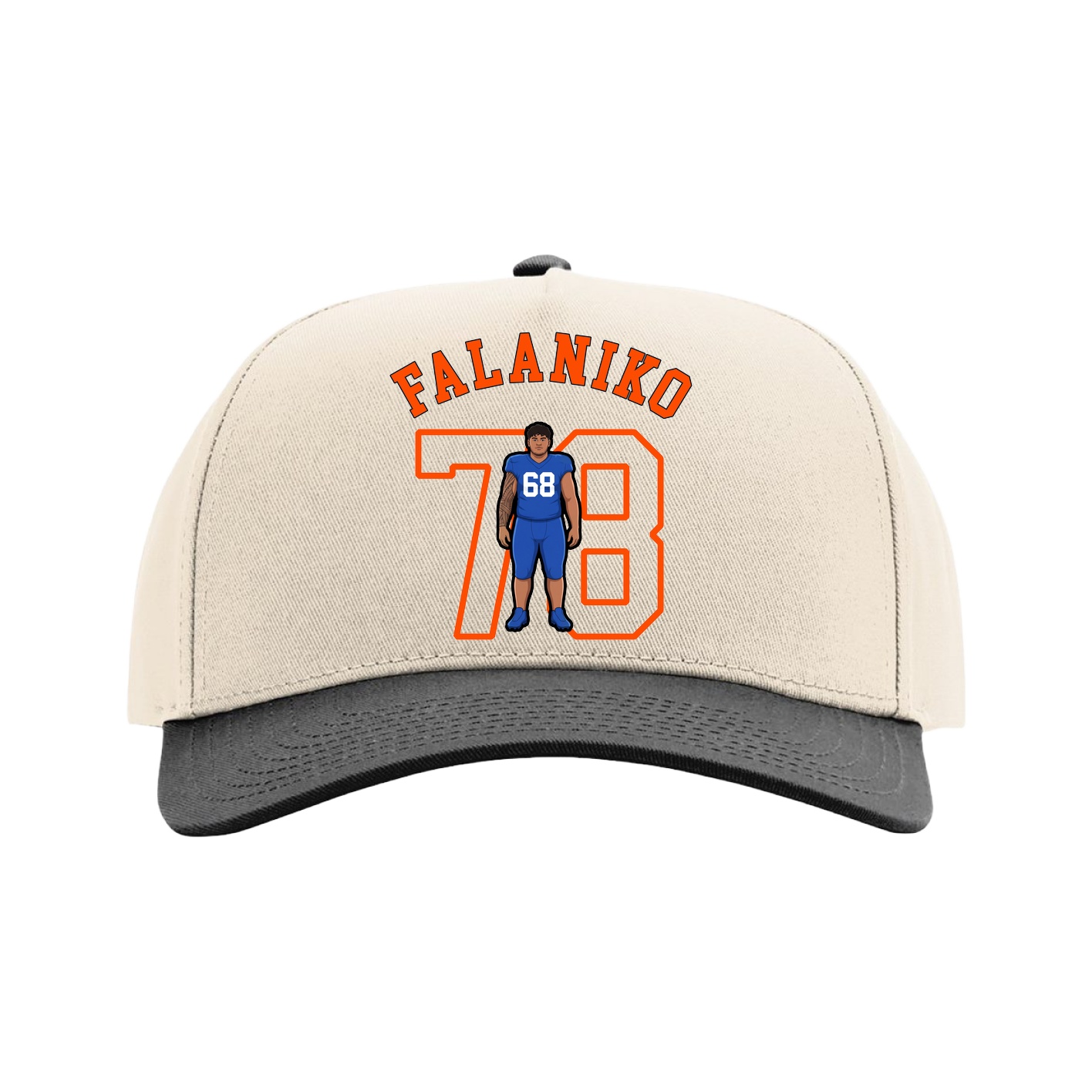 Full Fabric Five-Panel Champ Cap — Shirsey Arch in Cream/Black