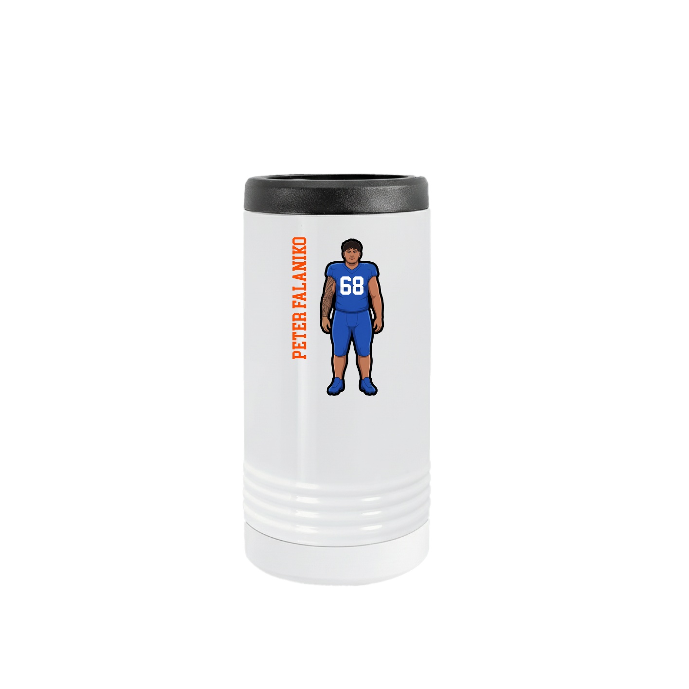Slim Beverage Holder — Name Vertical in White