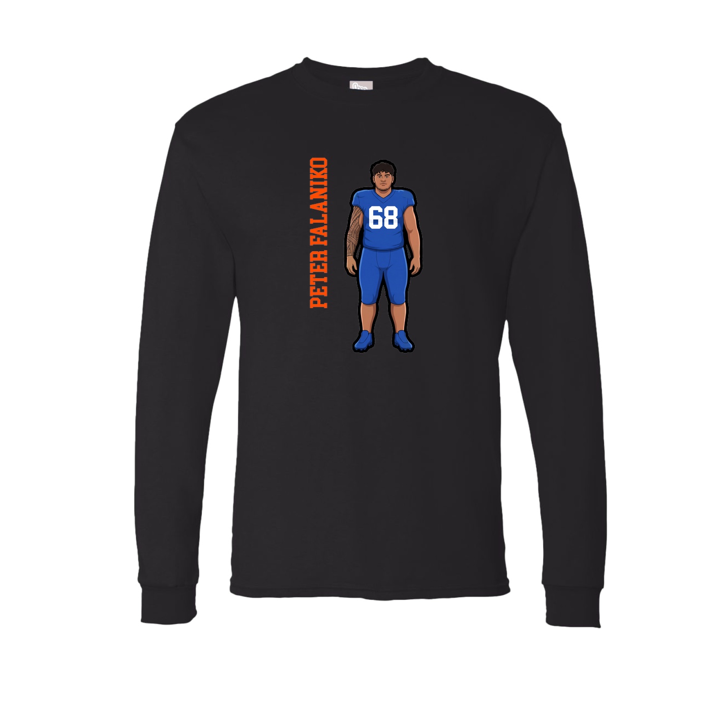 Long Sleeve Tee — Name Vertical in Black