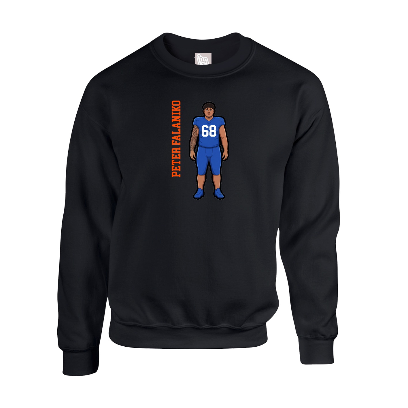Fleece Crew — Name Vertical in Black