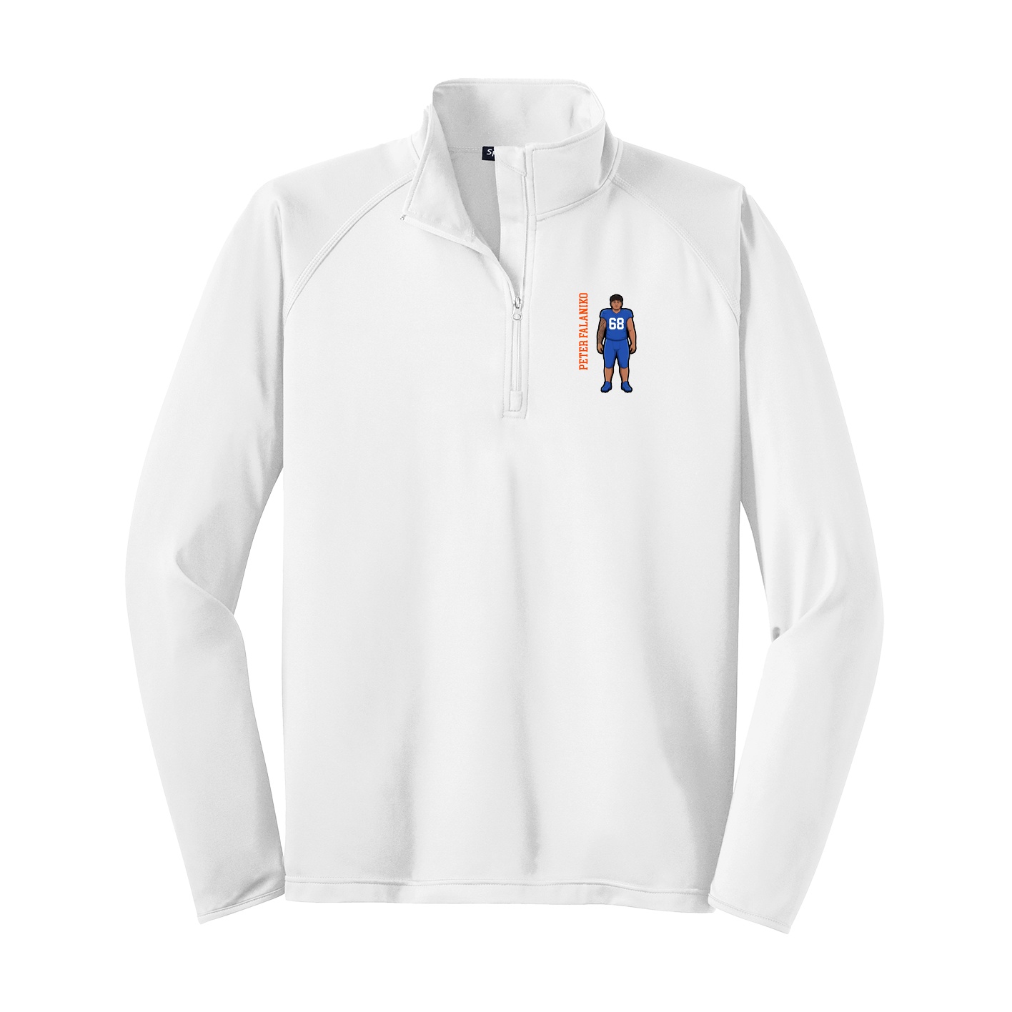 Q-Zip Pullover — Name Vertical in White