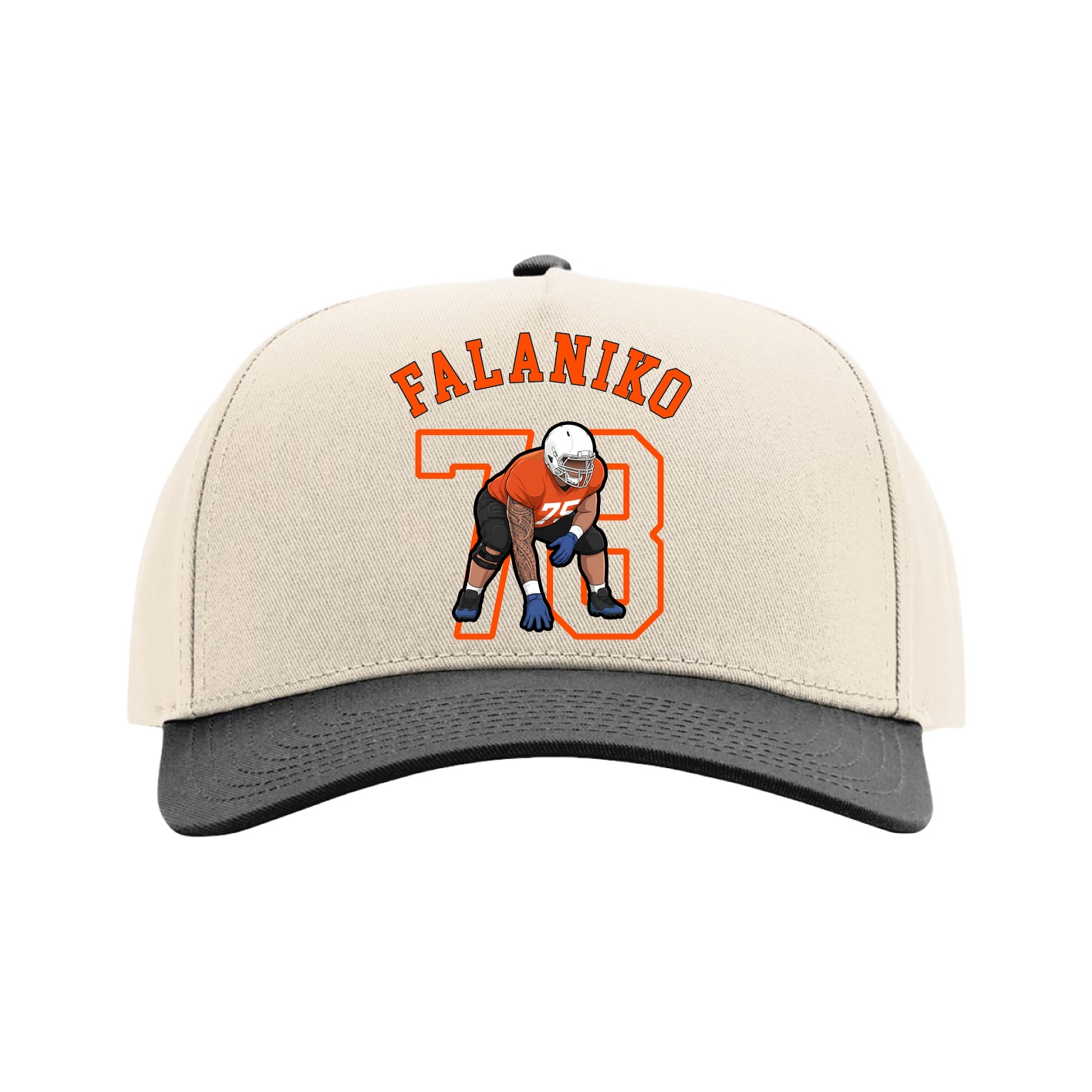 Full Fabric Five-Panel Champ Cap — Shirsey Arch in Cream/Black