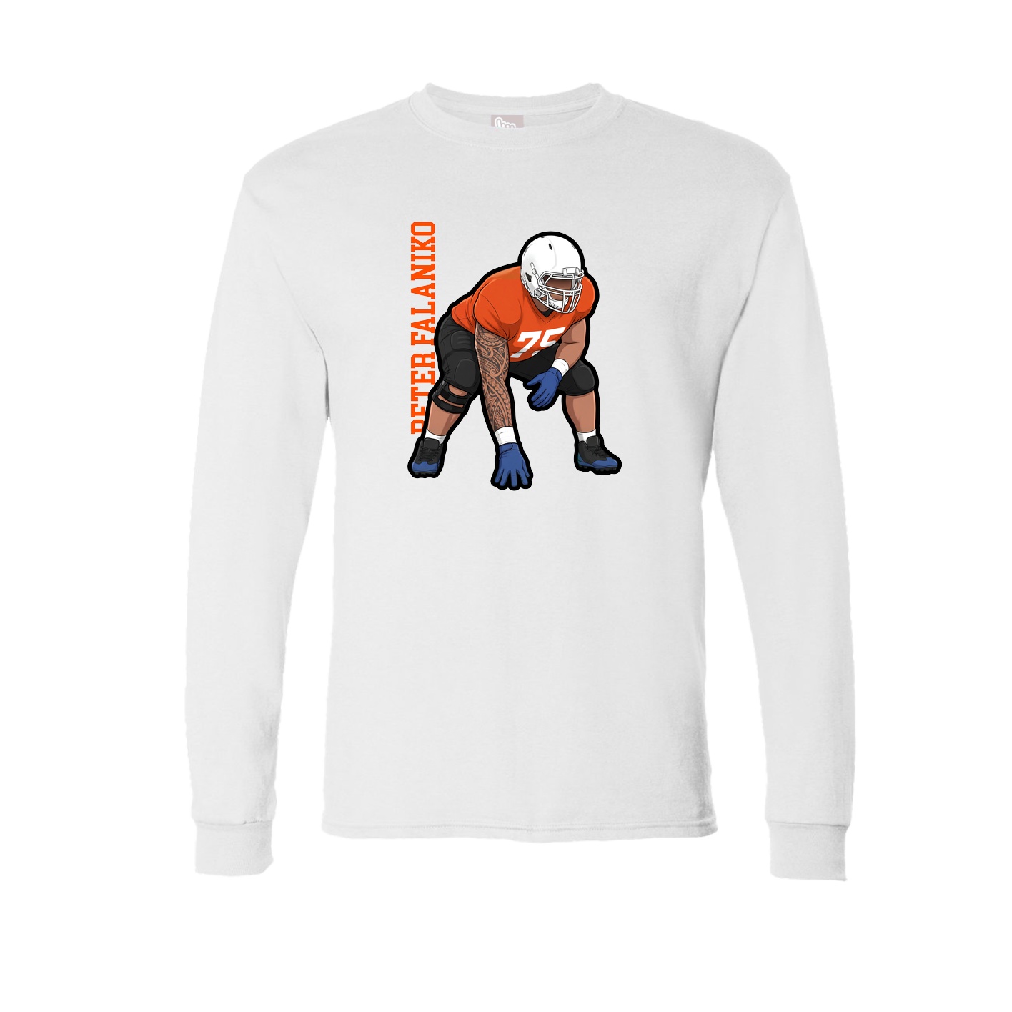 Long Sleeve Tee — Name Vertical in White