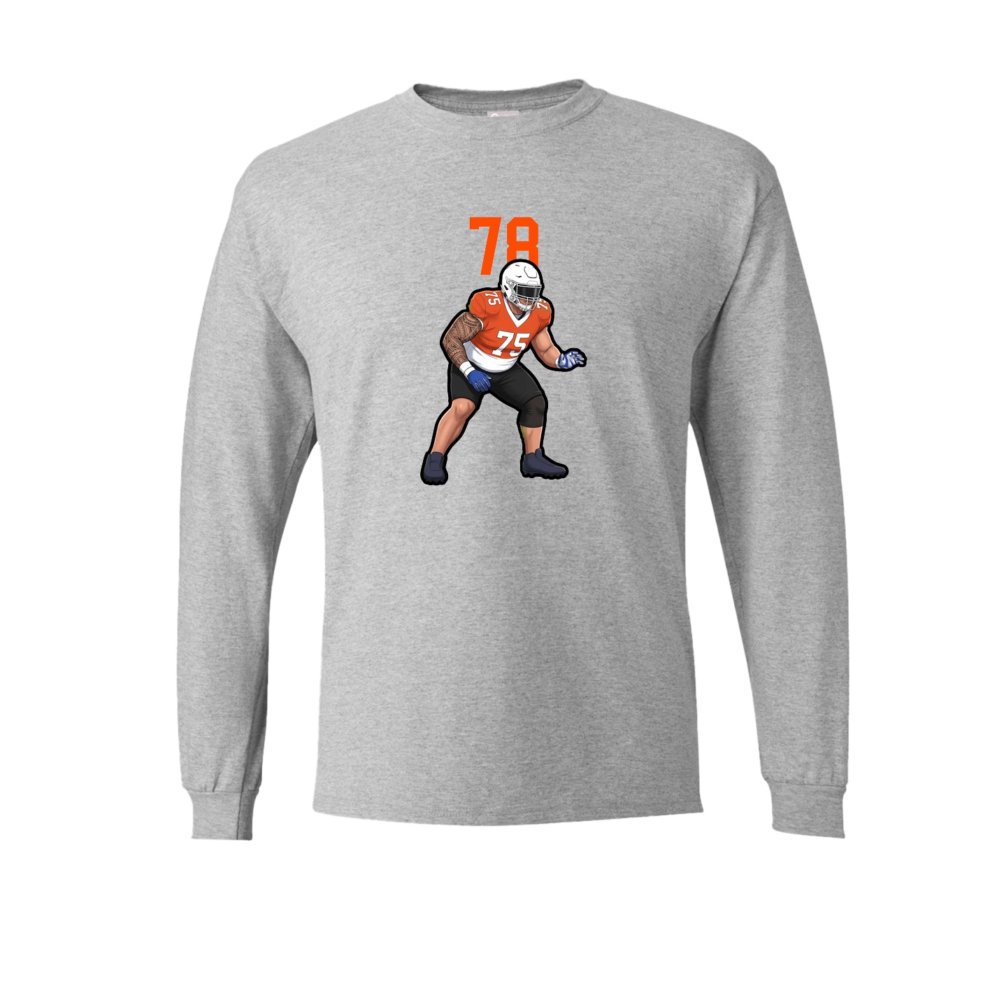 Long Sleeve Tee — Number Top in Grey