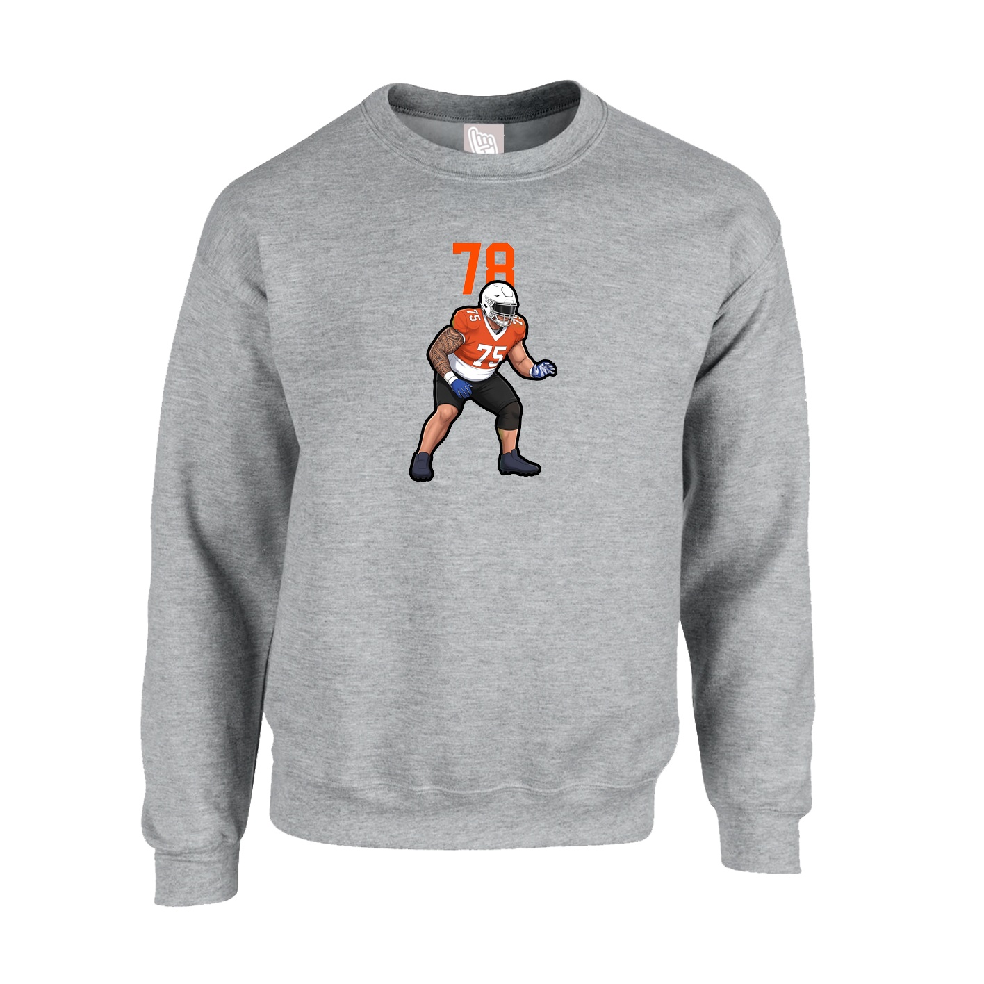Fleece Crew — Number Top in Grey