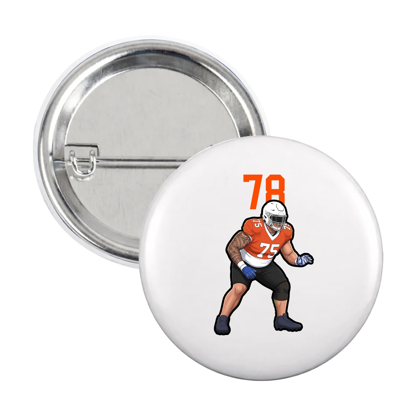 Game Day Button — Number Top in White