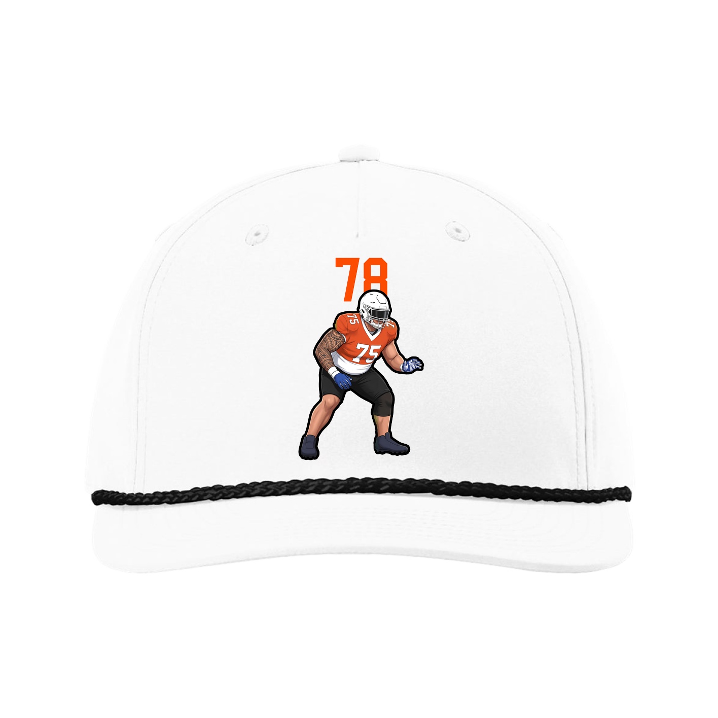 Five-Panel Classic Rope Cap — Number Top in White