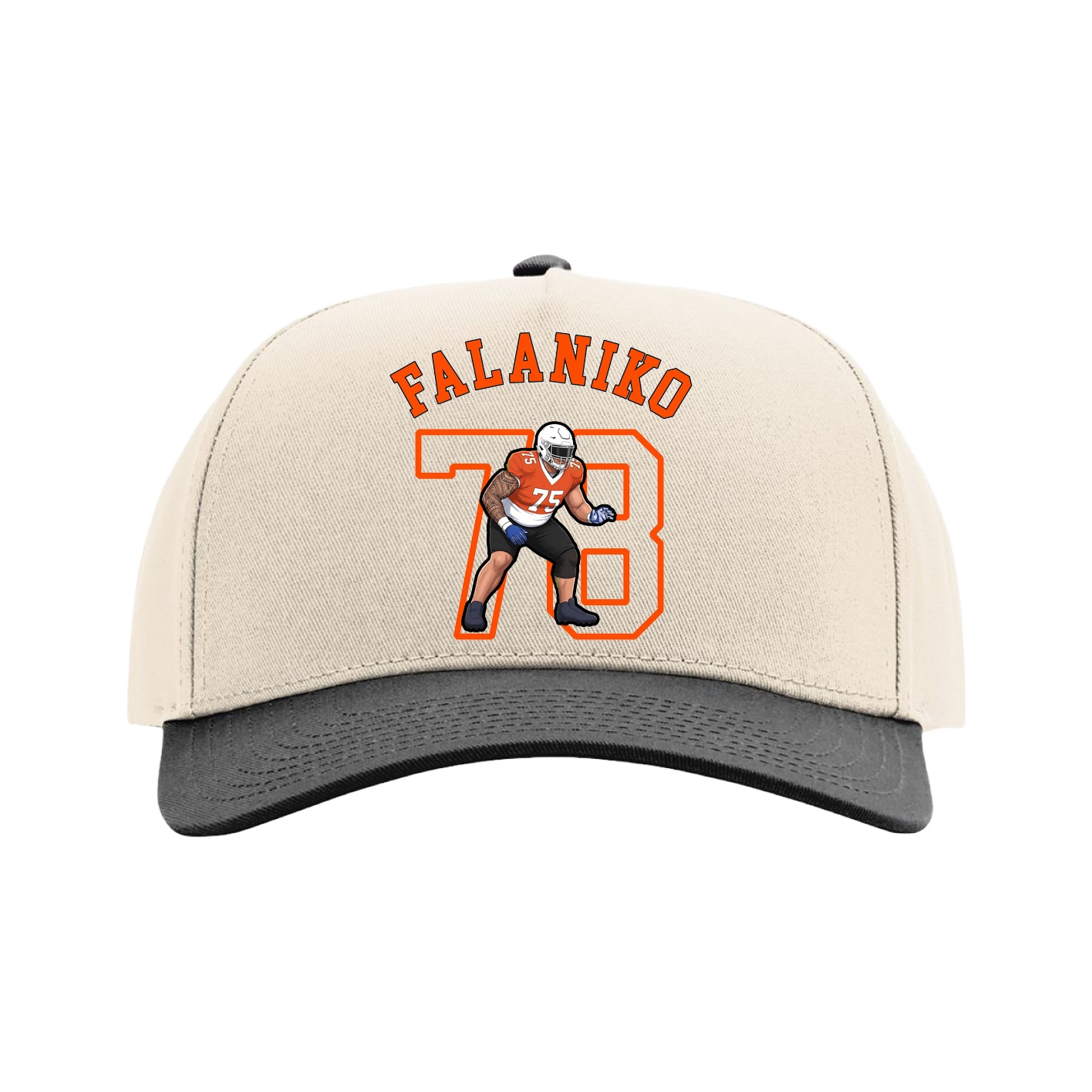 Full Fabric Five-Panel Champ Cap — Shirsey Arch in Cream/Black