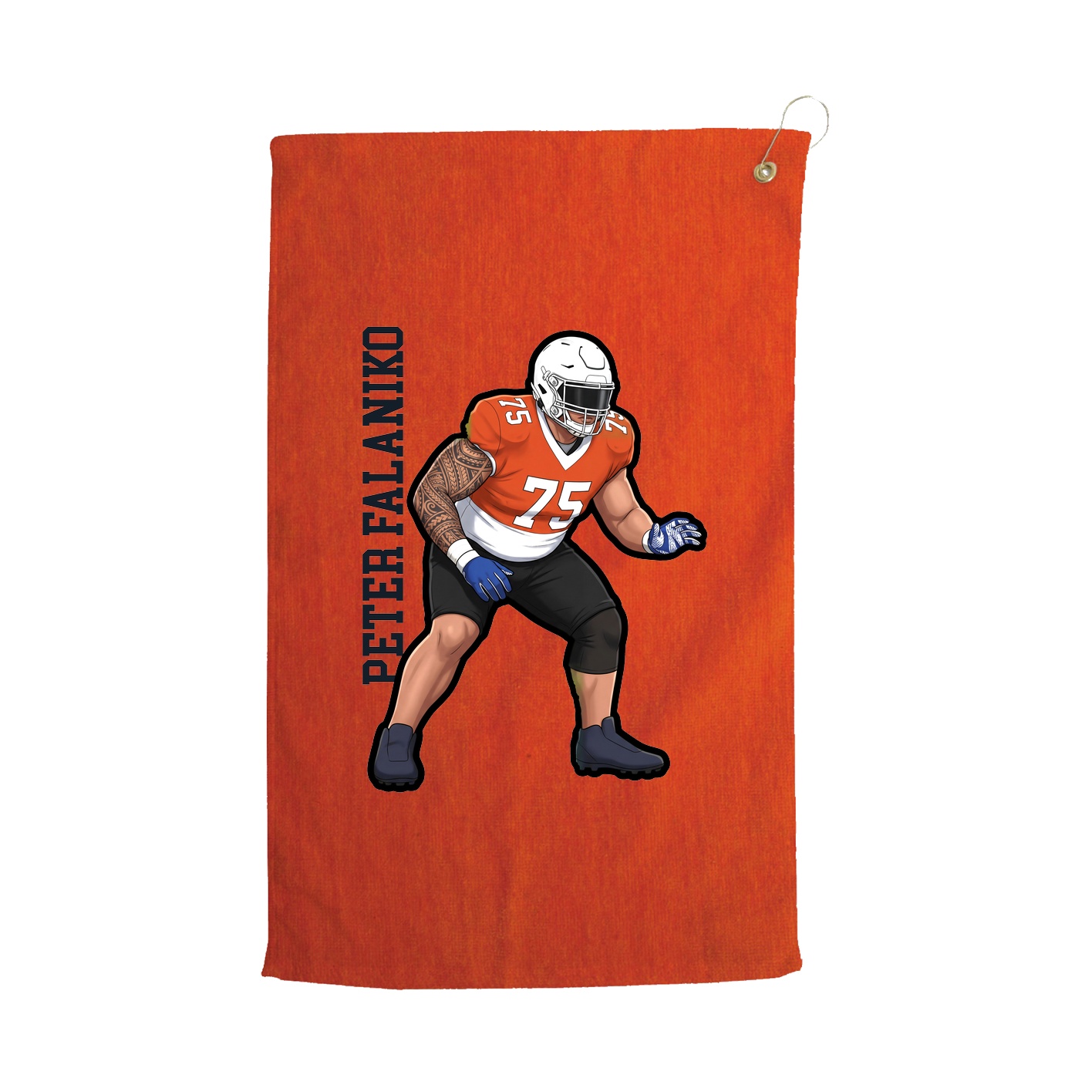 Golf Towel — Name Vertical in Orange