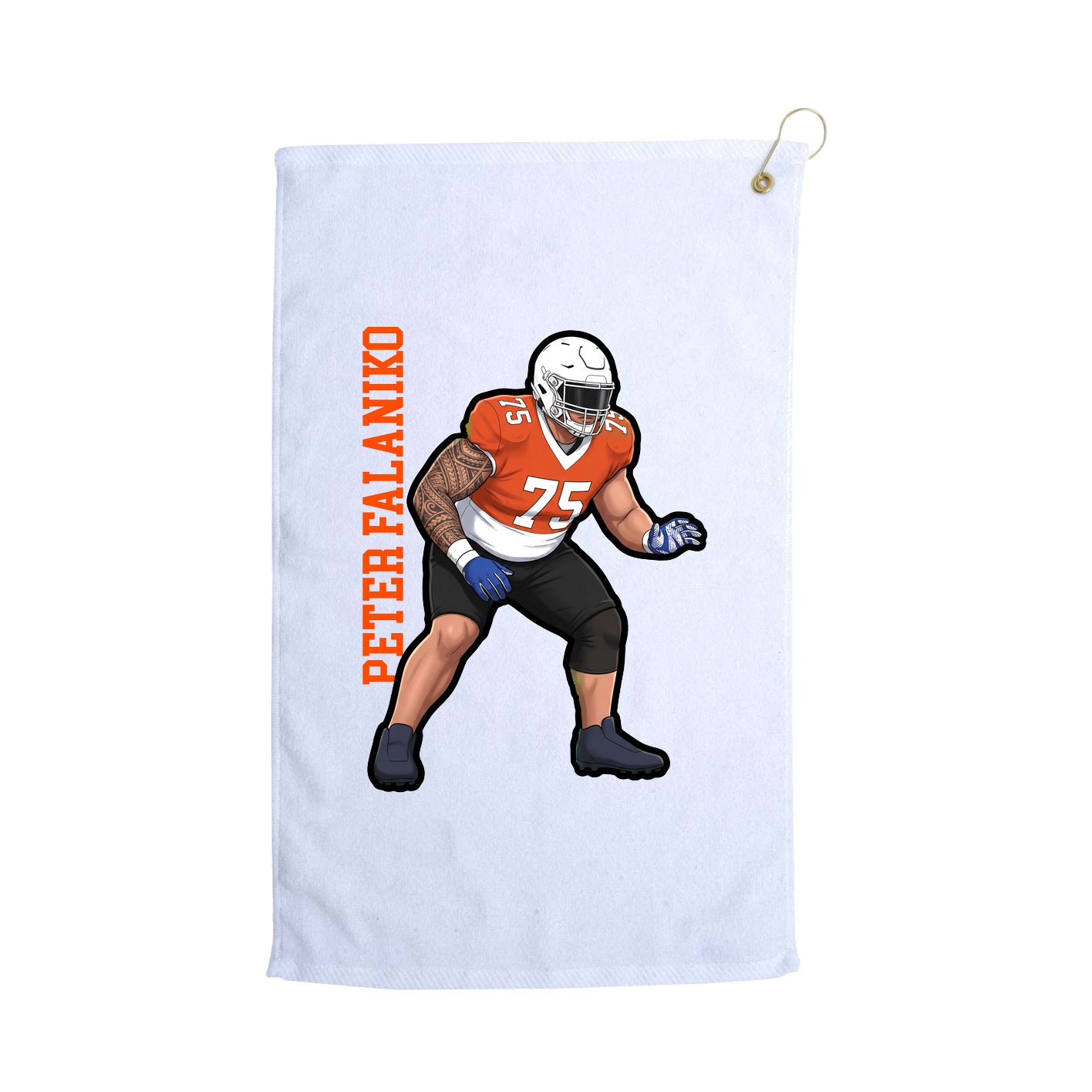 Golf Towel — Name Vertical in White