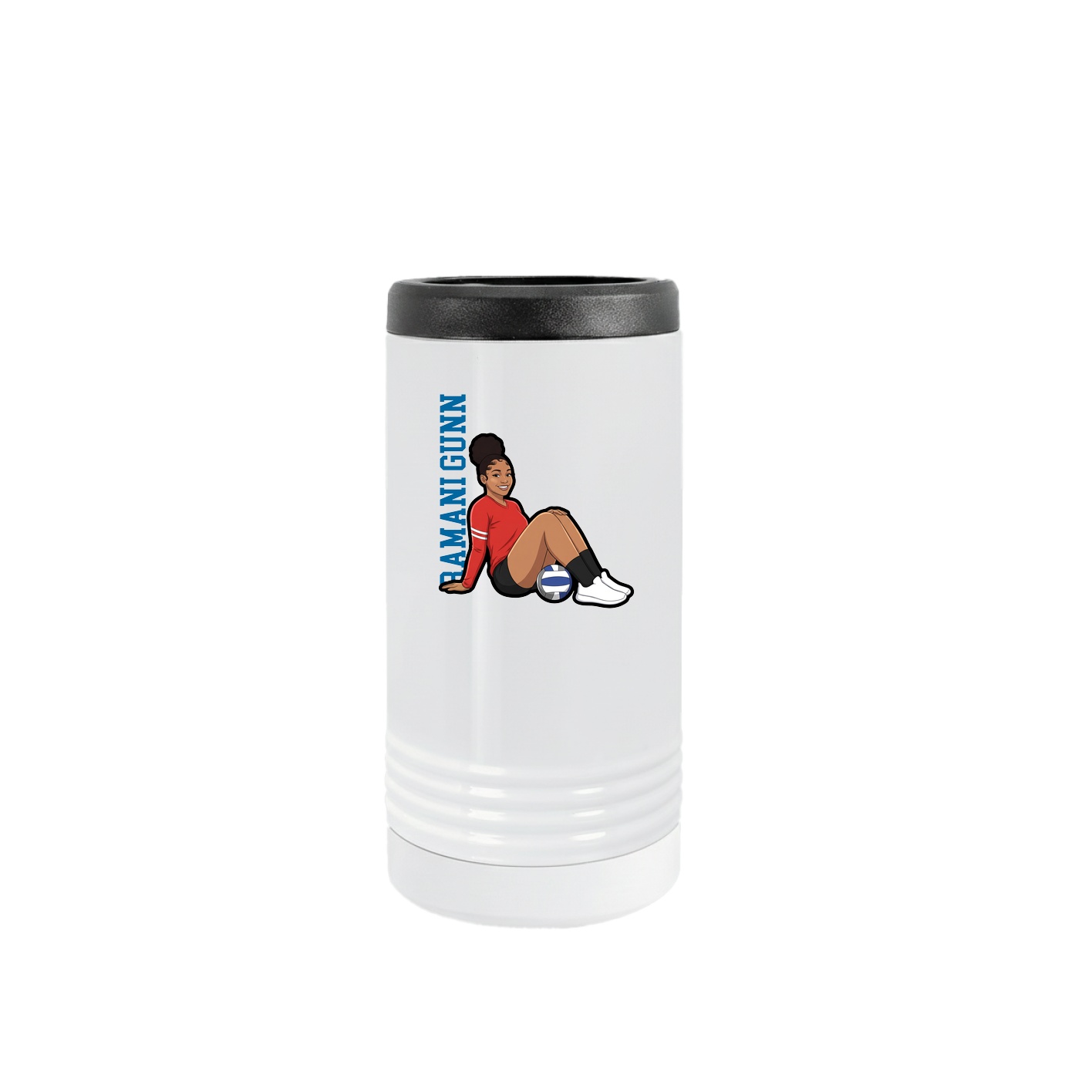 Slim Beverage Holder — Name Vertical in White