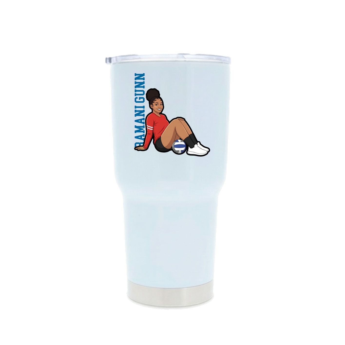 30oz Stainless Steel Tumbler — Name Vertical in White