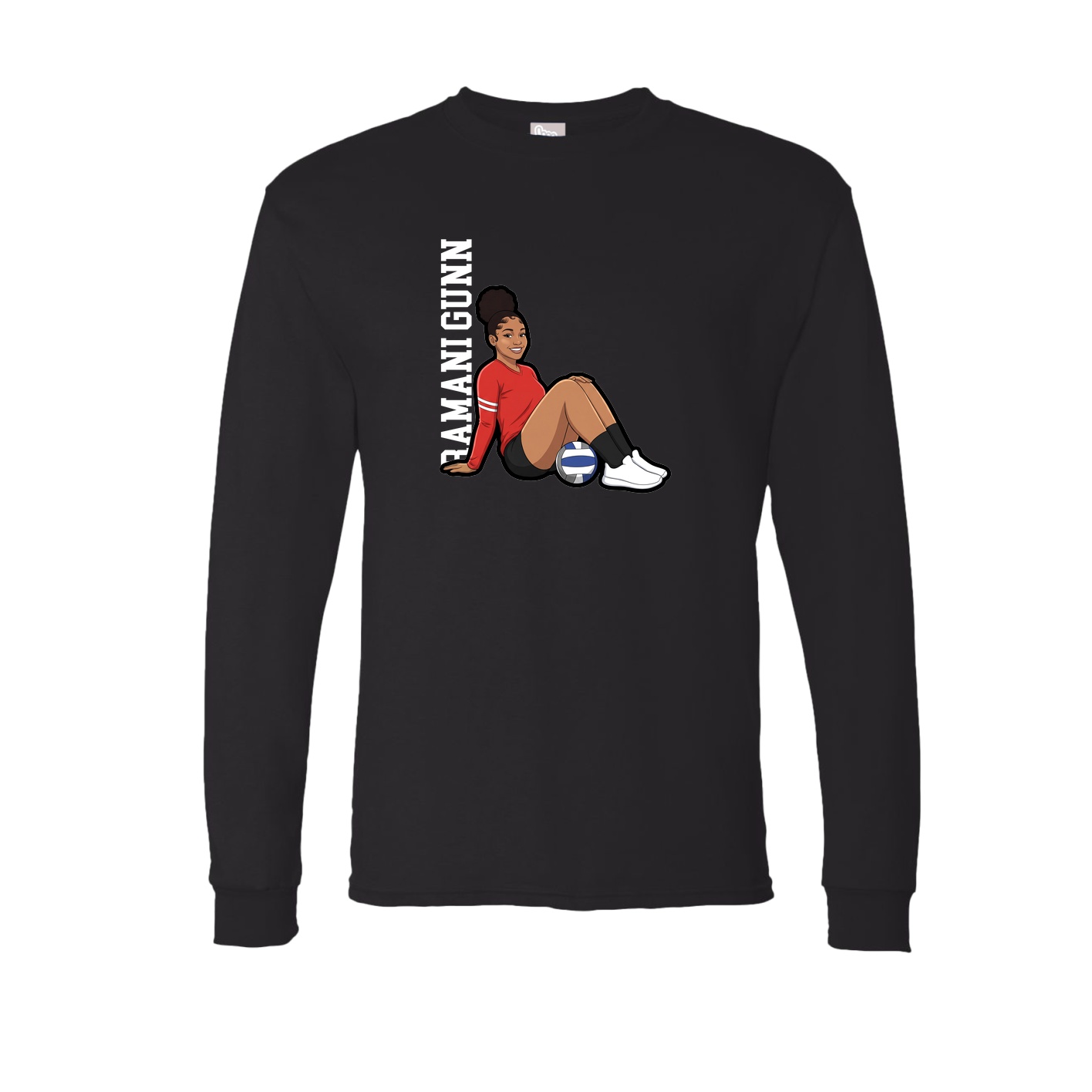 Long Sleeve Tee — Name Vertical in Black