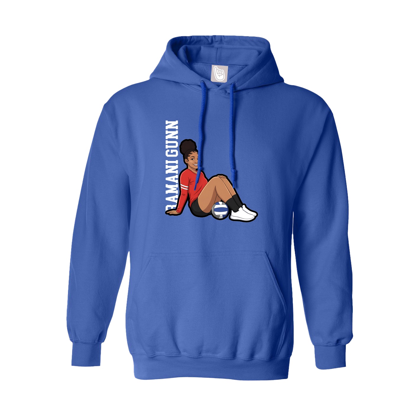 Hoodie — Name Vertical in Royal