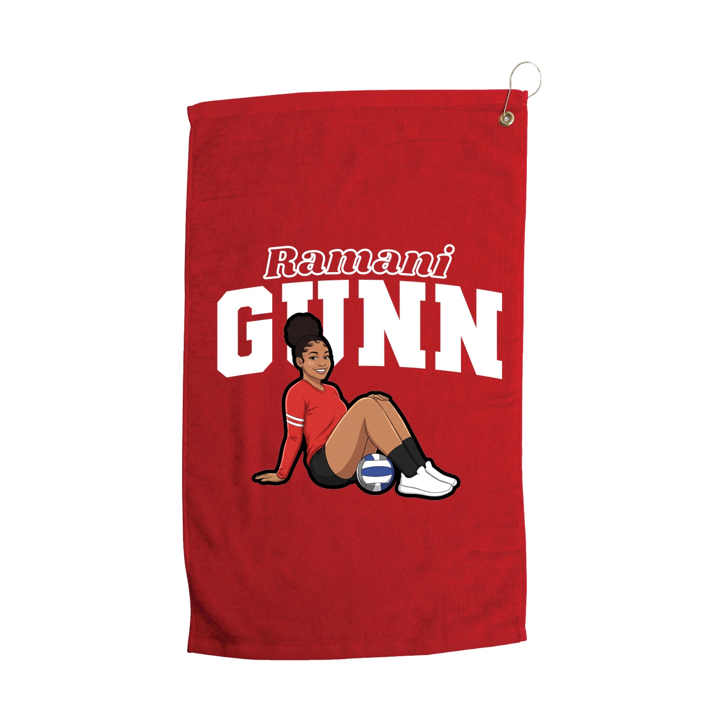 Golf Towel — Name Arch in Red