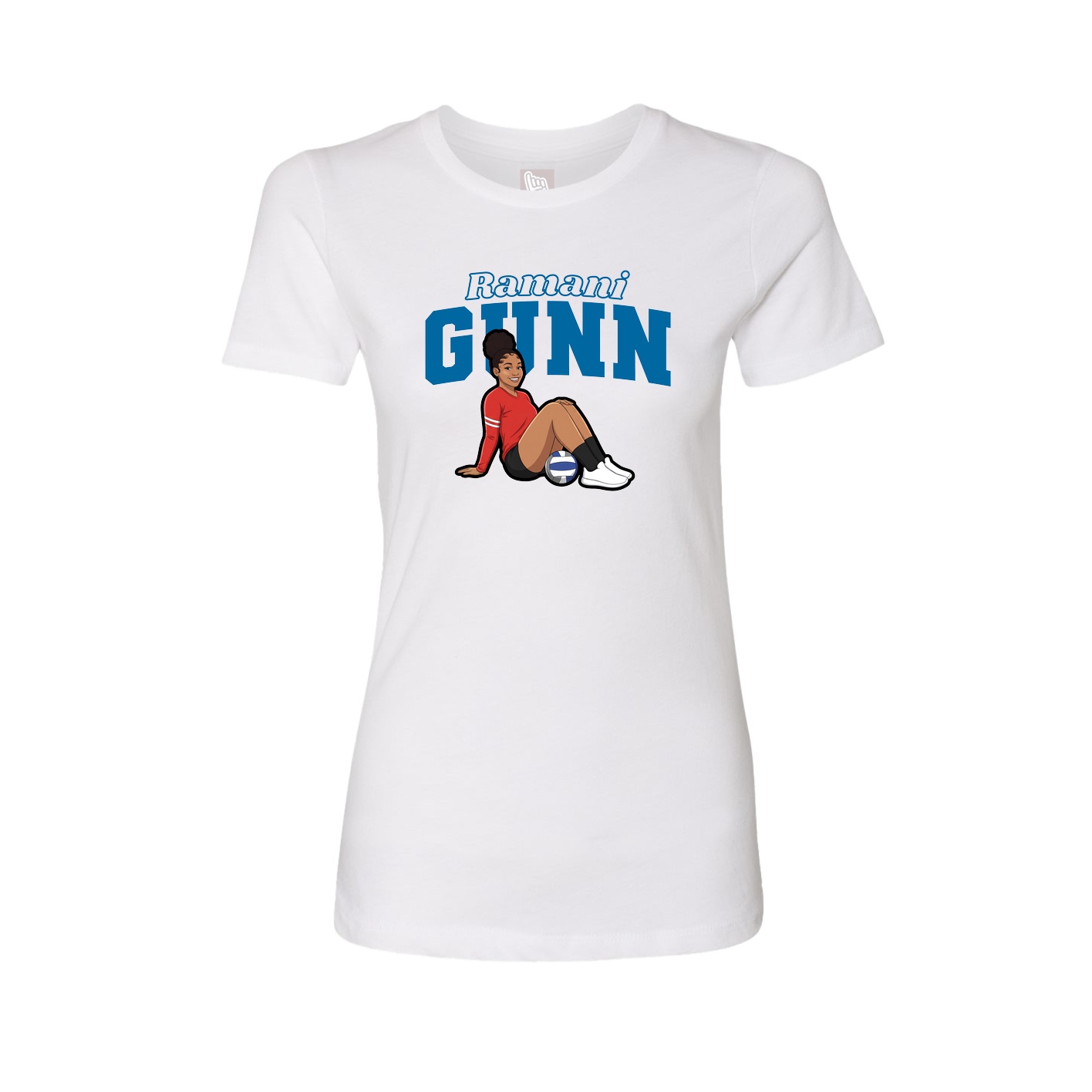 Fitted Women's Tee — Name Arch in White