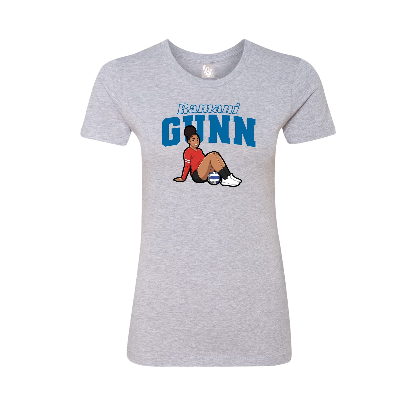 Fitted Women's Tee — Name Arch in Grey