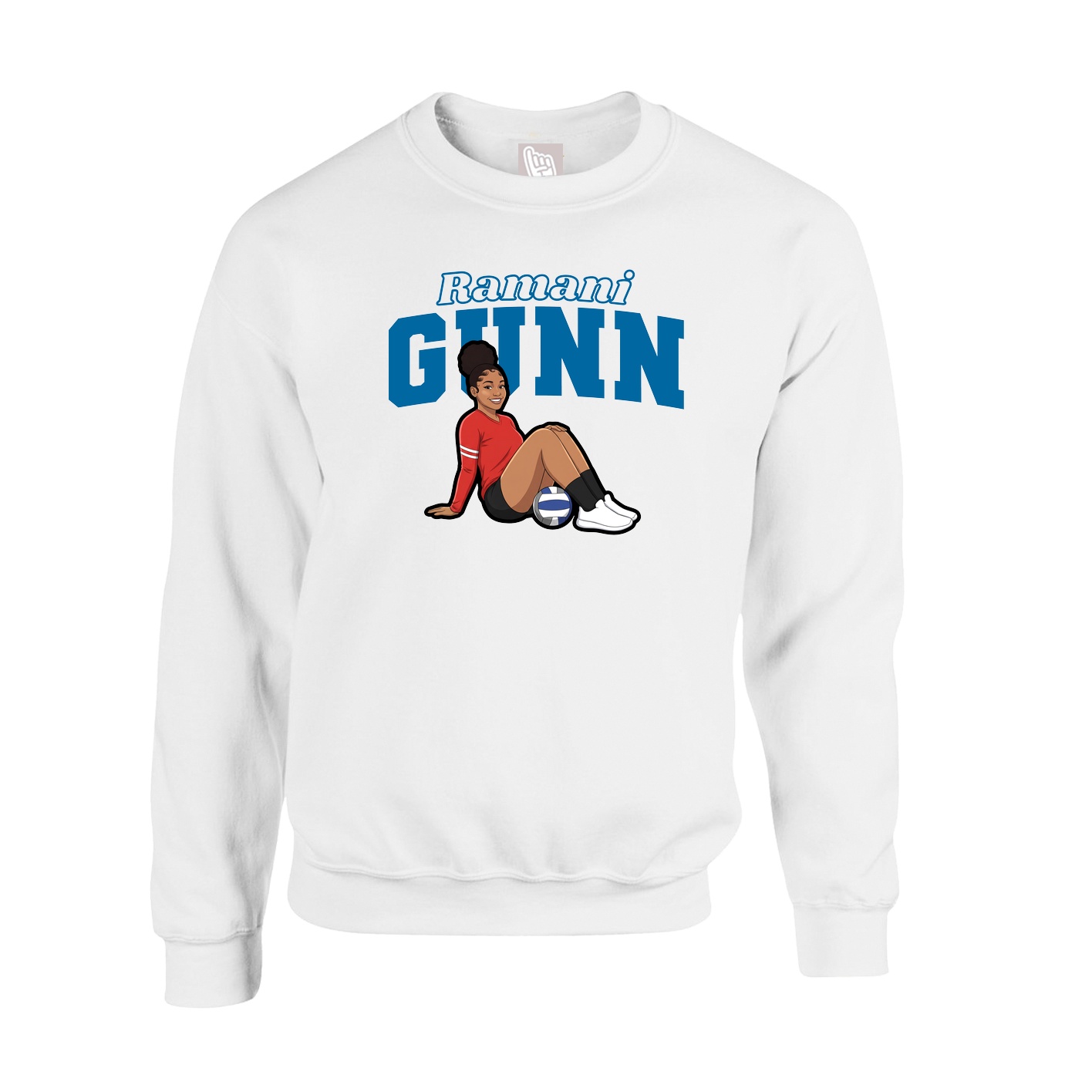Fleece Crew — Name Arch in White