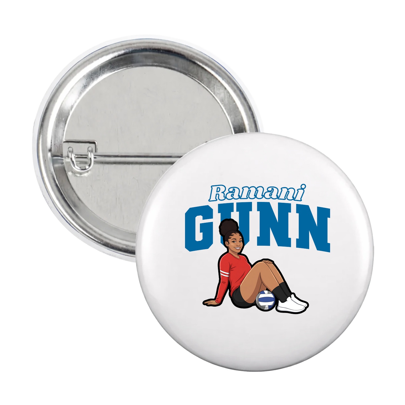 Game Day Button — Name Arch in White