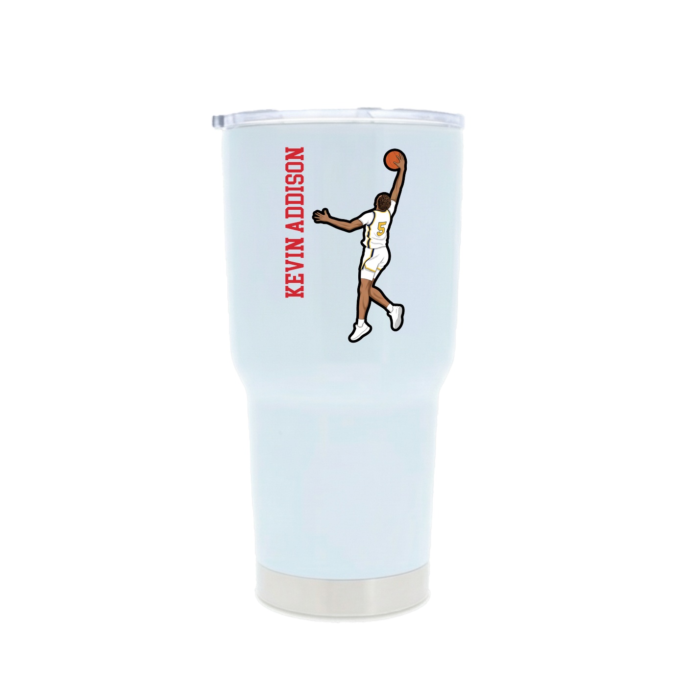 30oz Stainless Steel Tumbler — Name Vertical in White