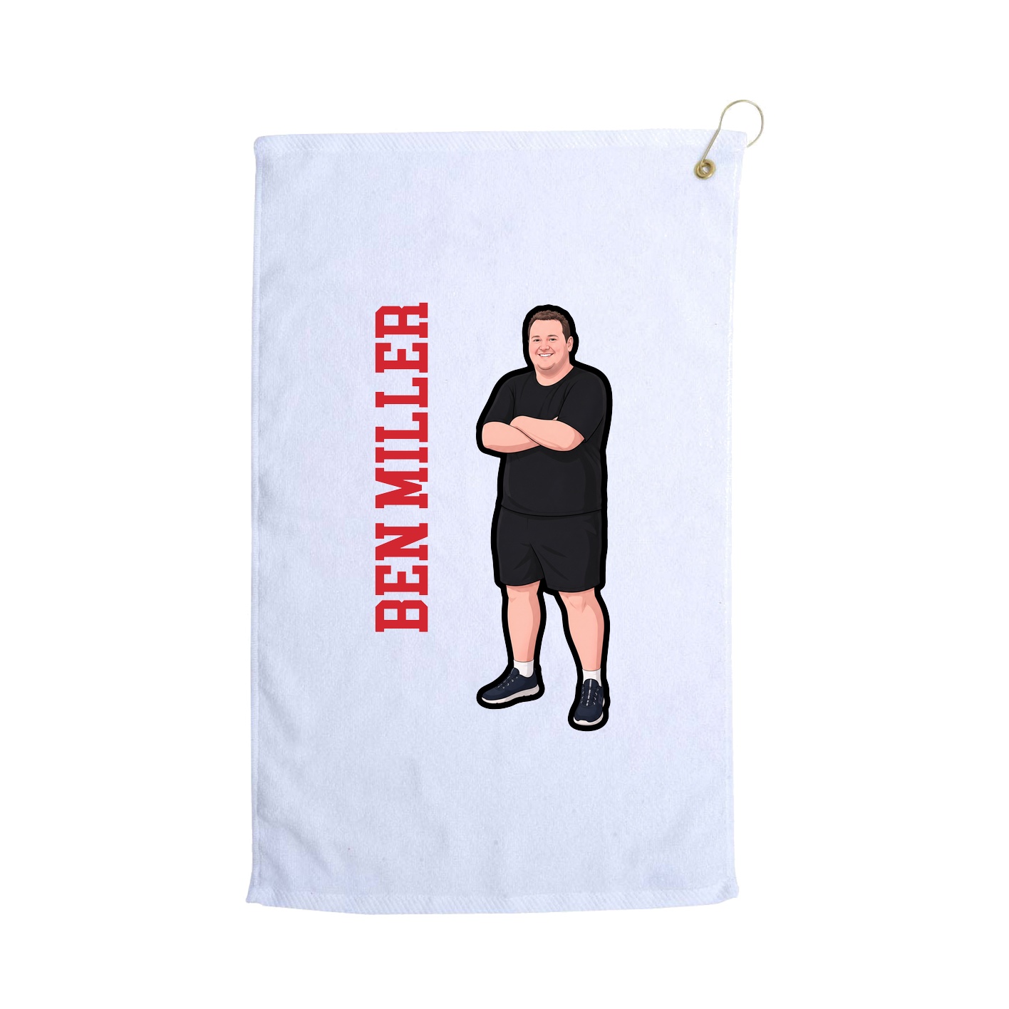 Golf Towel — Name Vertical in White