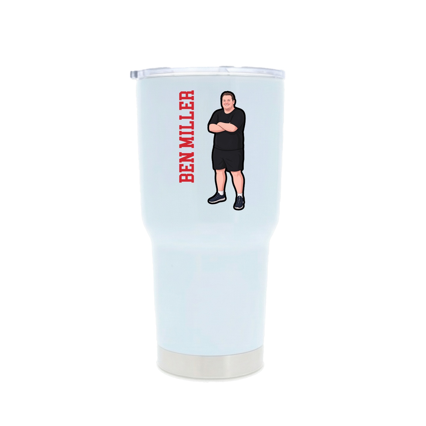 30oz Stainless Steel Tumbler — Name Vertical in White