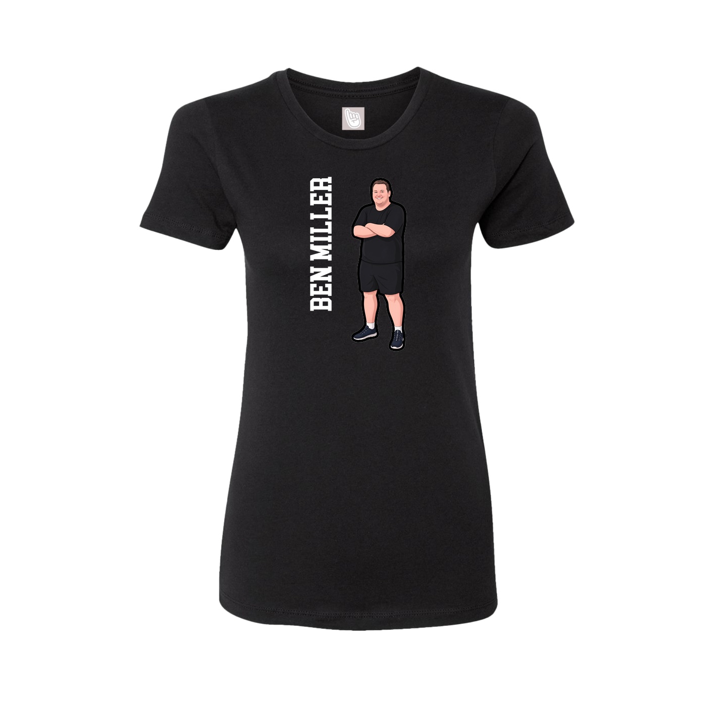 Fitted Women's Tee — Name Vertical in Black