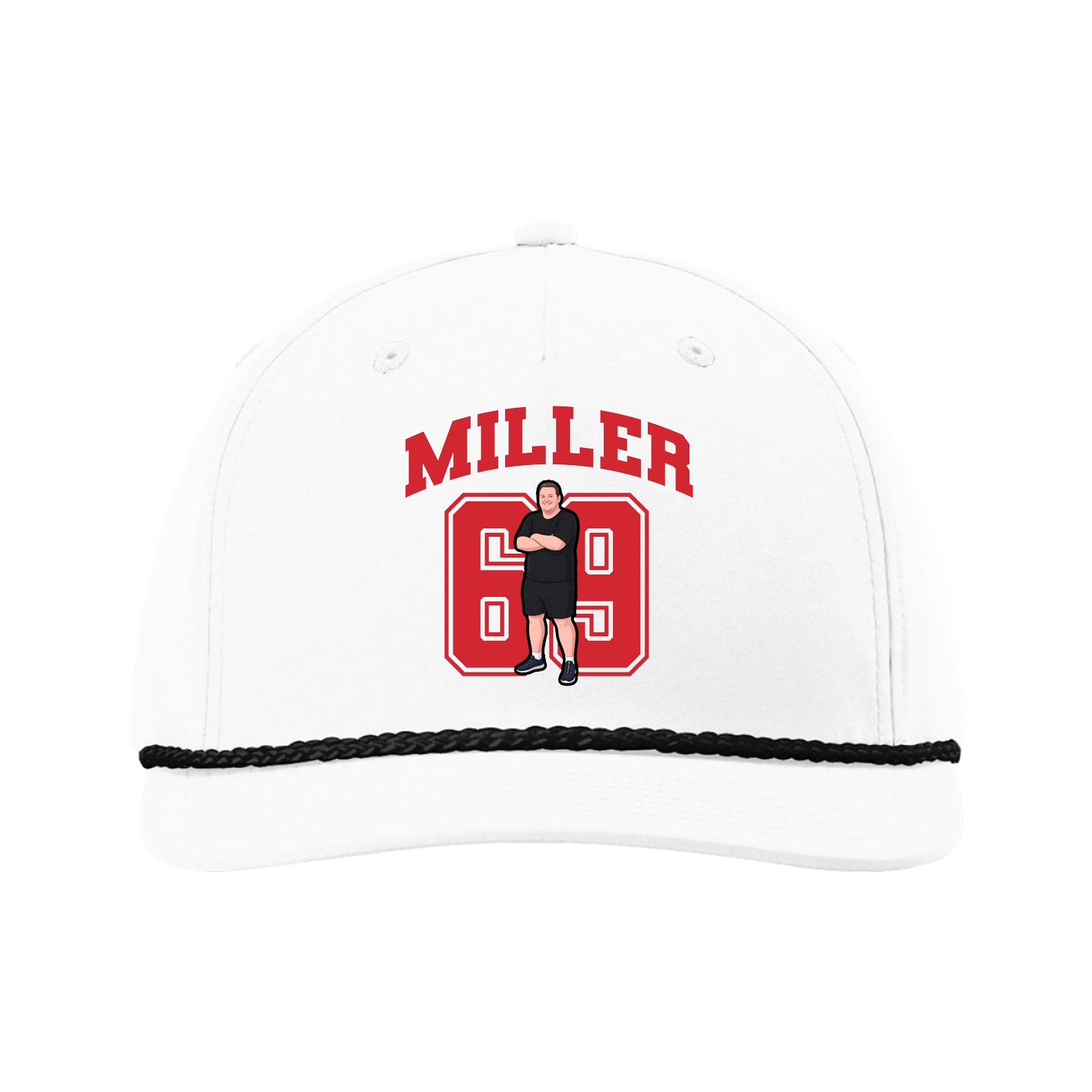 Five-Panel Classic Rope Cap — Number in White