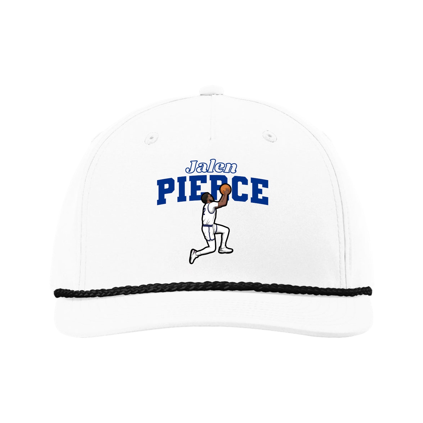 Five-Panel Classic Rope Cap — Name Arch in White