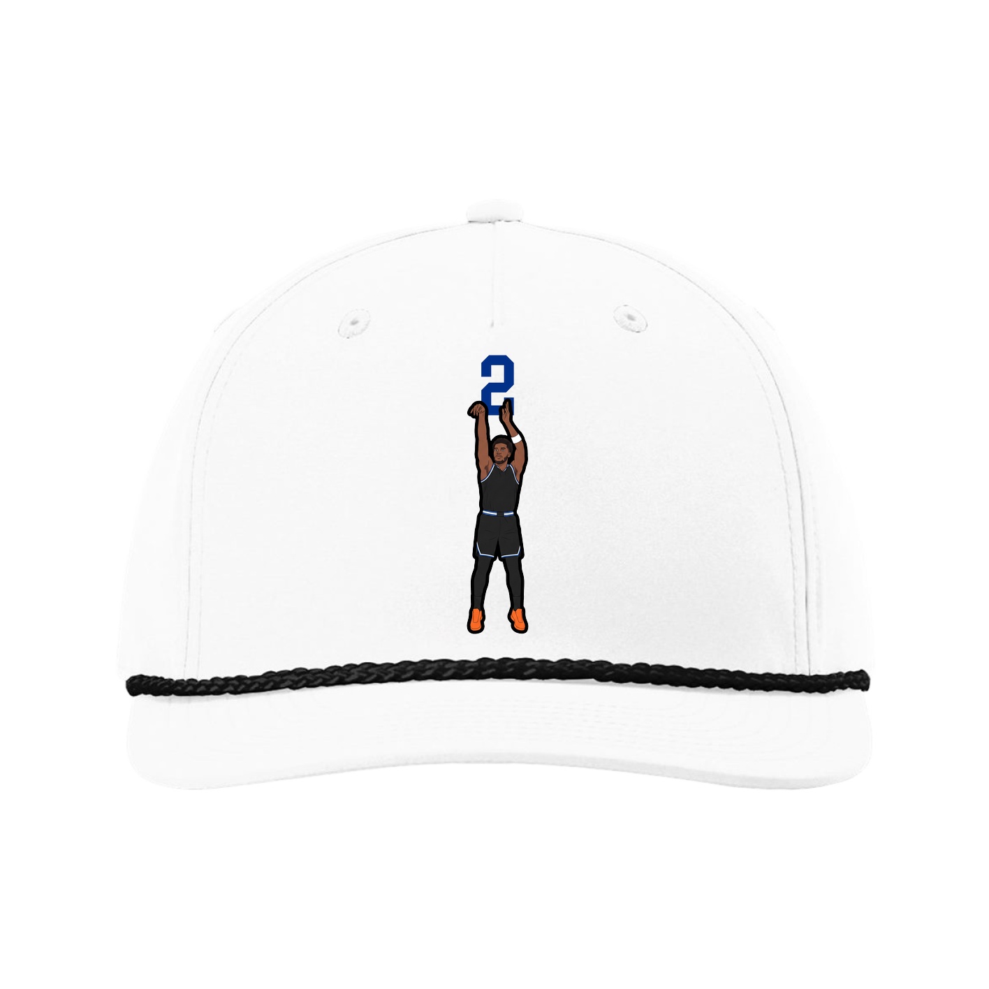 Five-Panel Classic Rope Cap — Number Top in White