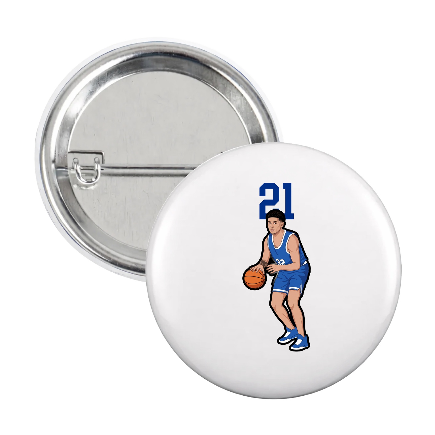 Game Day Button — Number Top in White