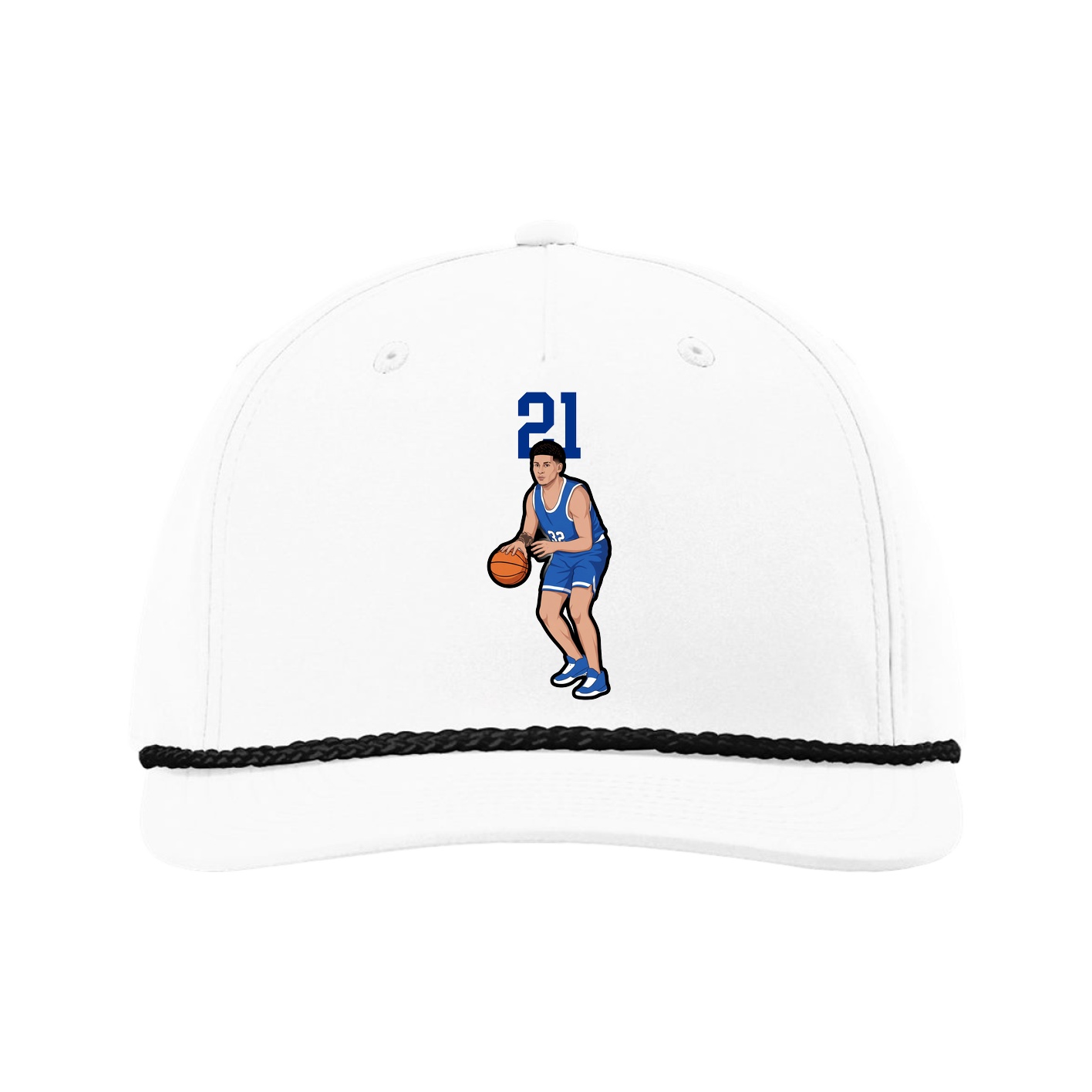 Five-Panel Classic Rope Cap — Number Top in White