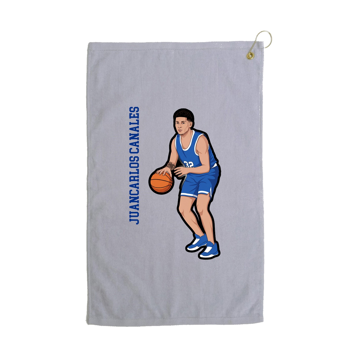 Golf Towel — Name Vertical in Grey