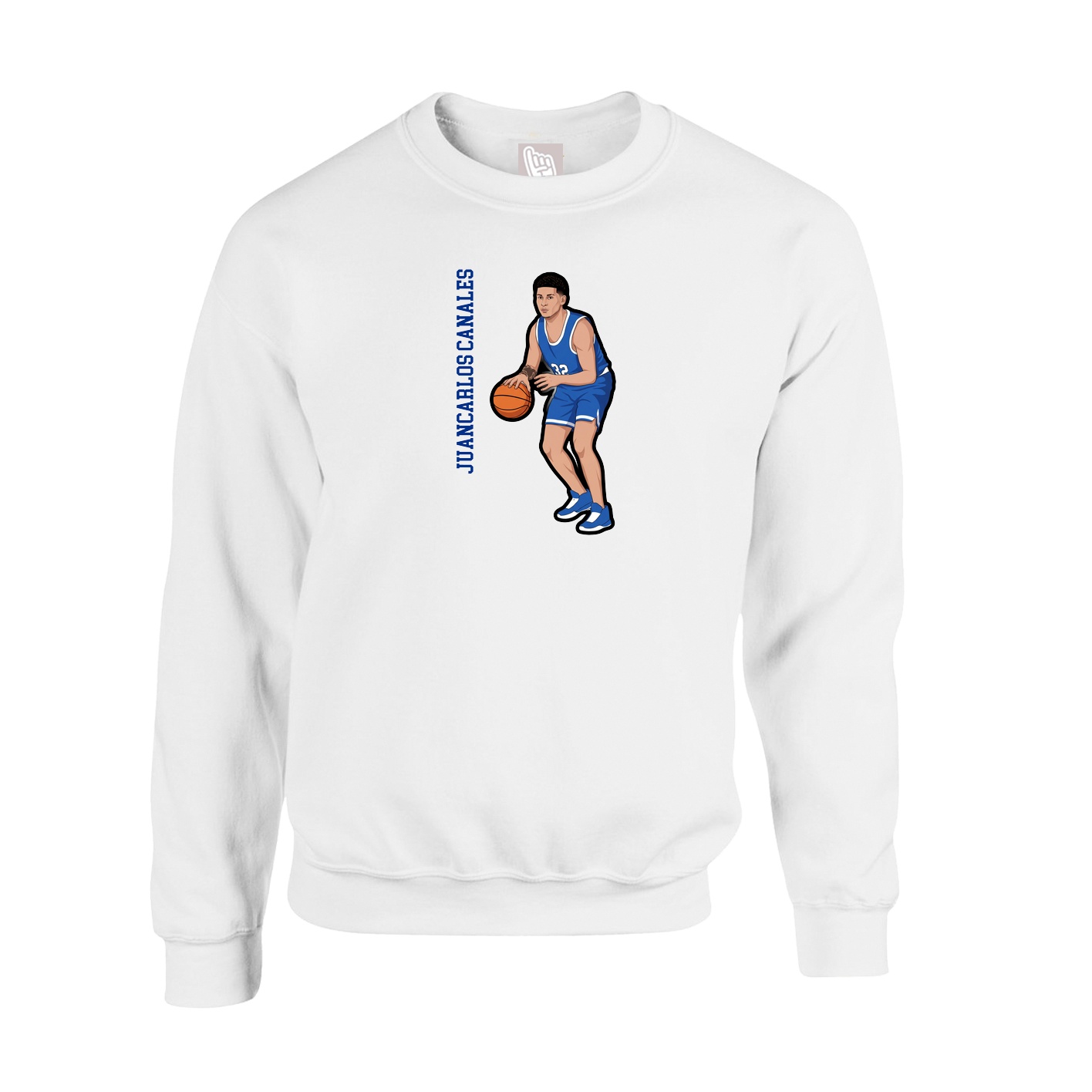 Fleece Crew — Name Vertical in White