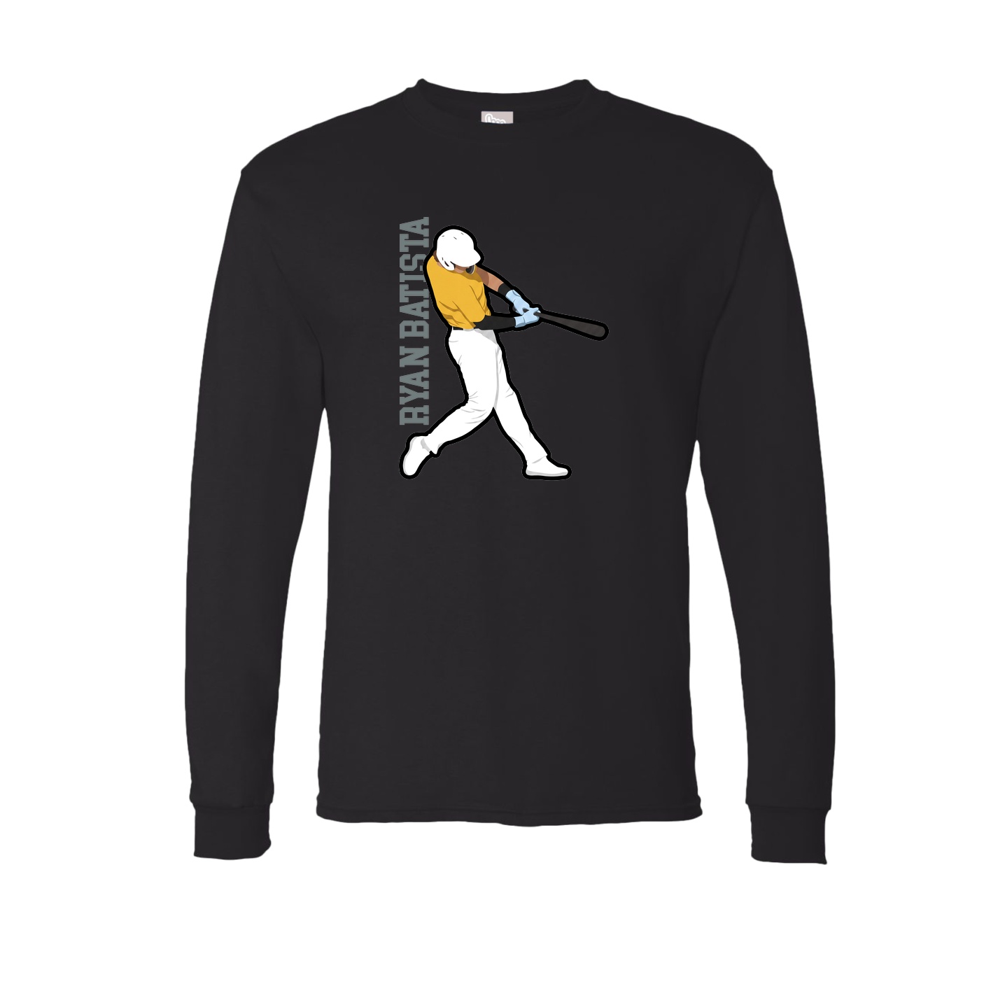 Long Sleeve Tee — Name Vertical in Black