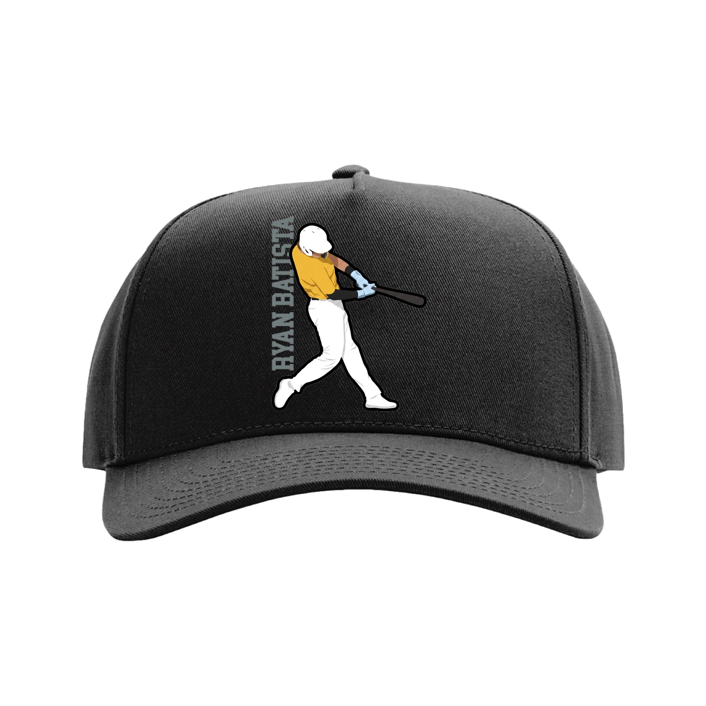 Full Fabric Five-Panel Champ Cap — Name Vertical in Black