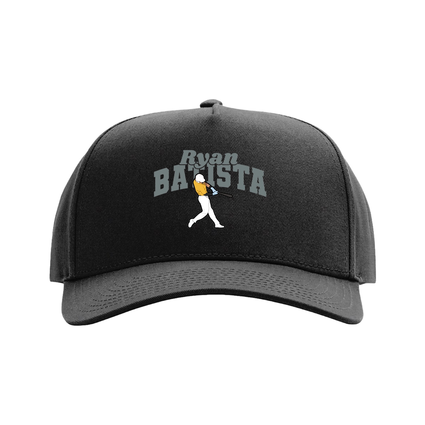 Full Fabric Five-Panel Champ Cap — Signature Arch in Black