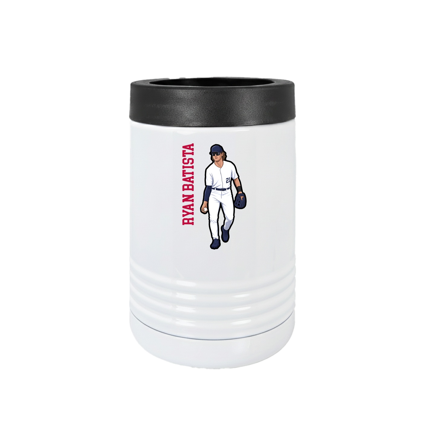 Beverage Holder — Name Vertical in White