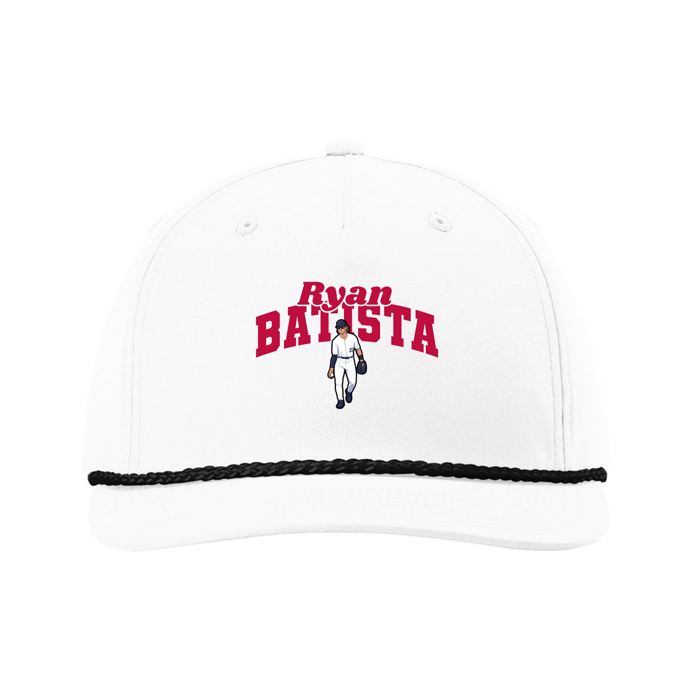 Five-Panel Classic Rope Cap — Signature Arch in White