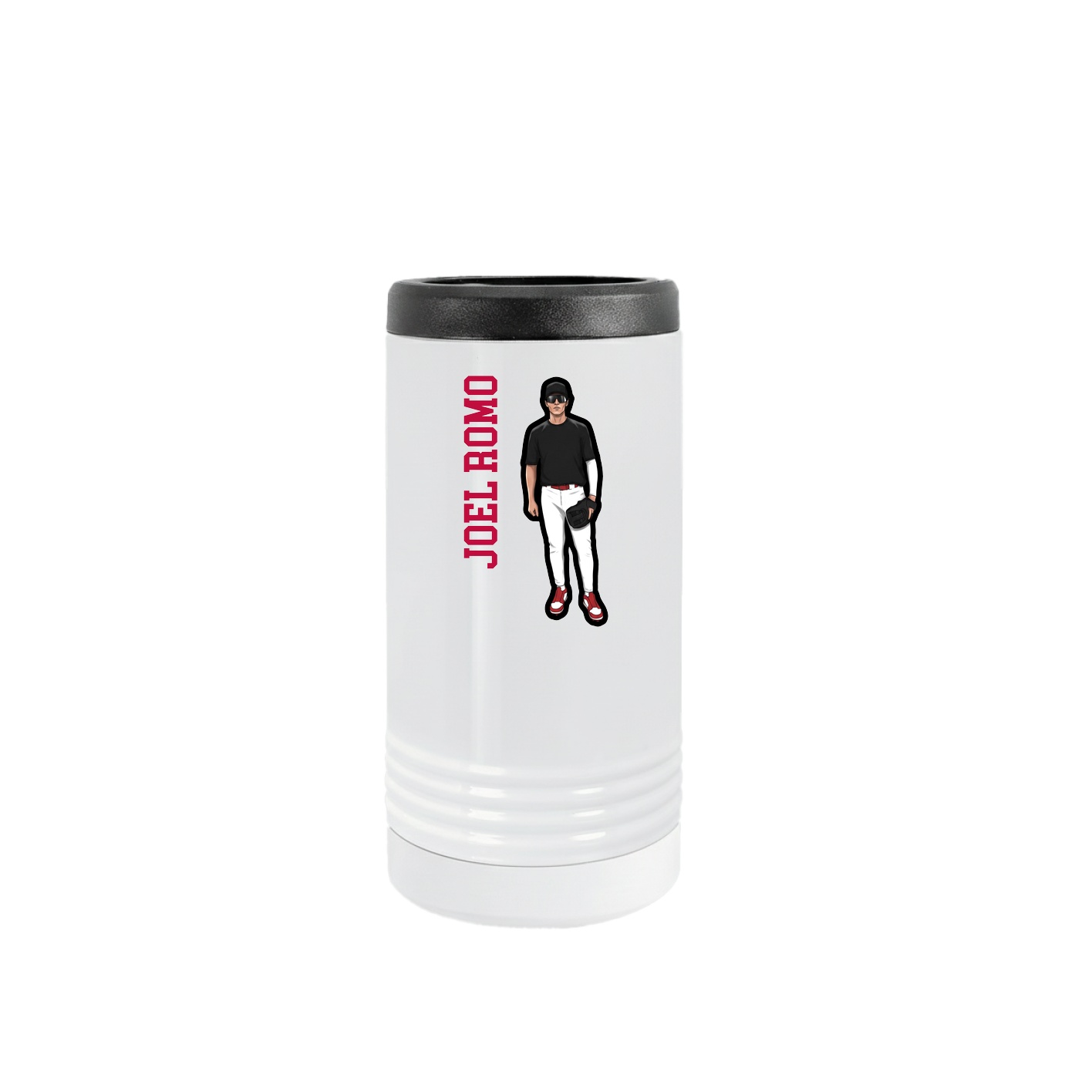 Slim Beverage Holder — Name Vertical in White