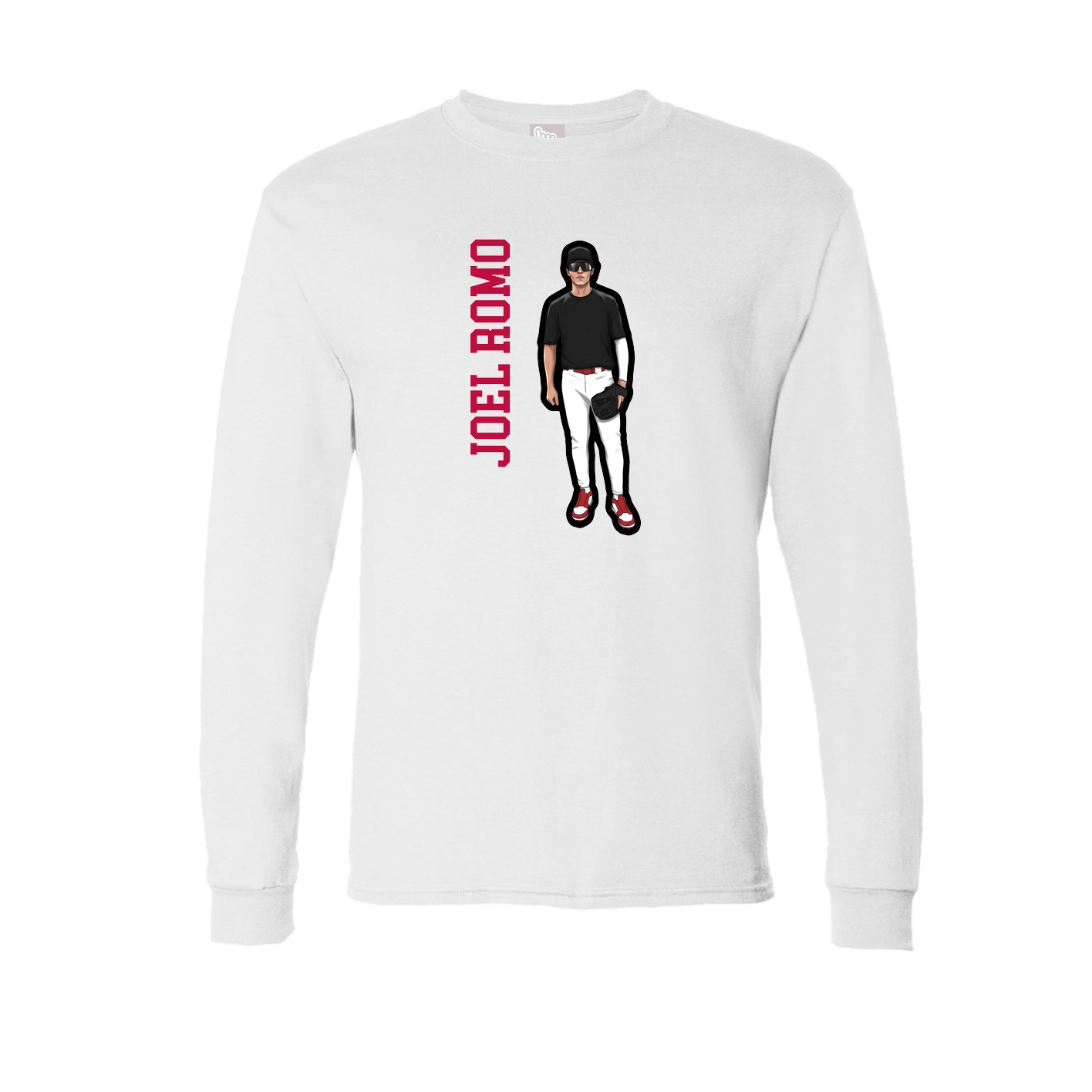 Long Sleeve Tee — Name Vertical in White