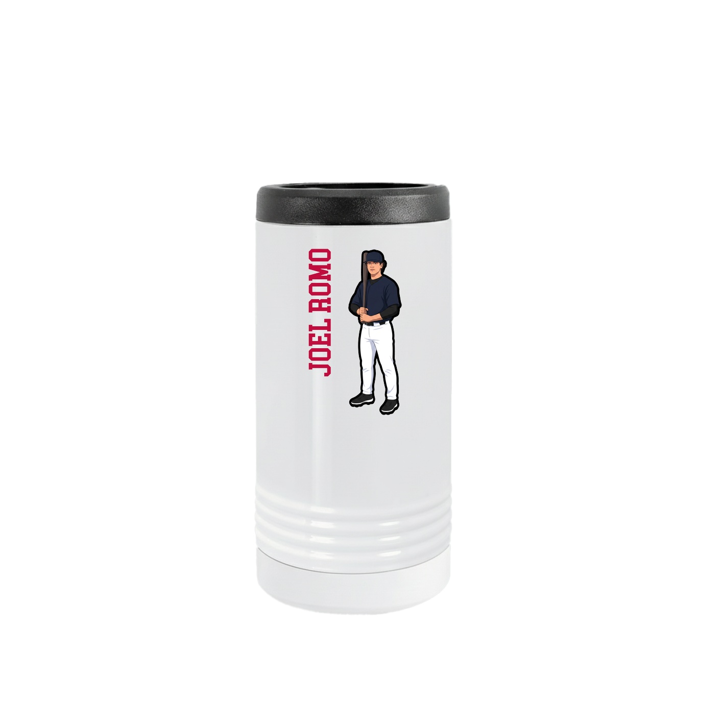 Slim Beverage Holder — Name Vertical in White