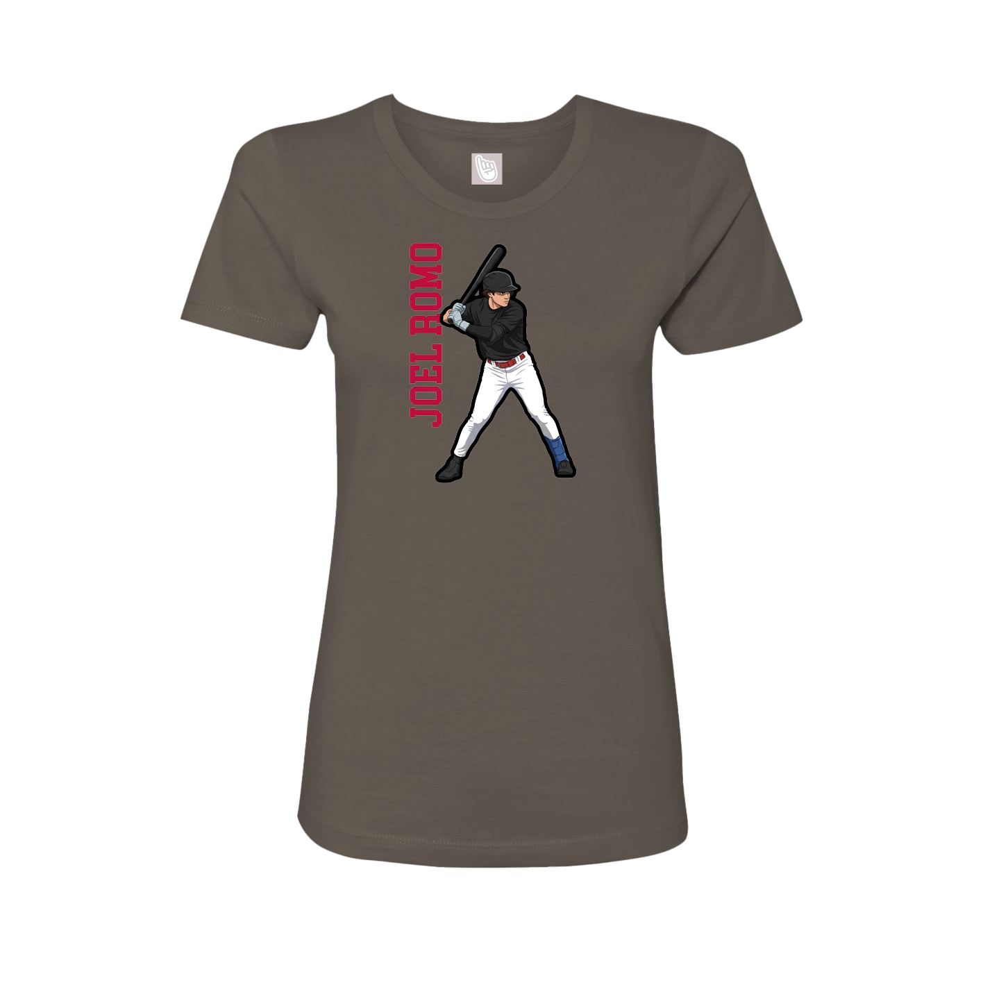 Womens Tee — Name Vertical in Grey