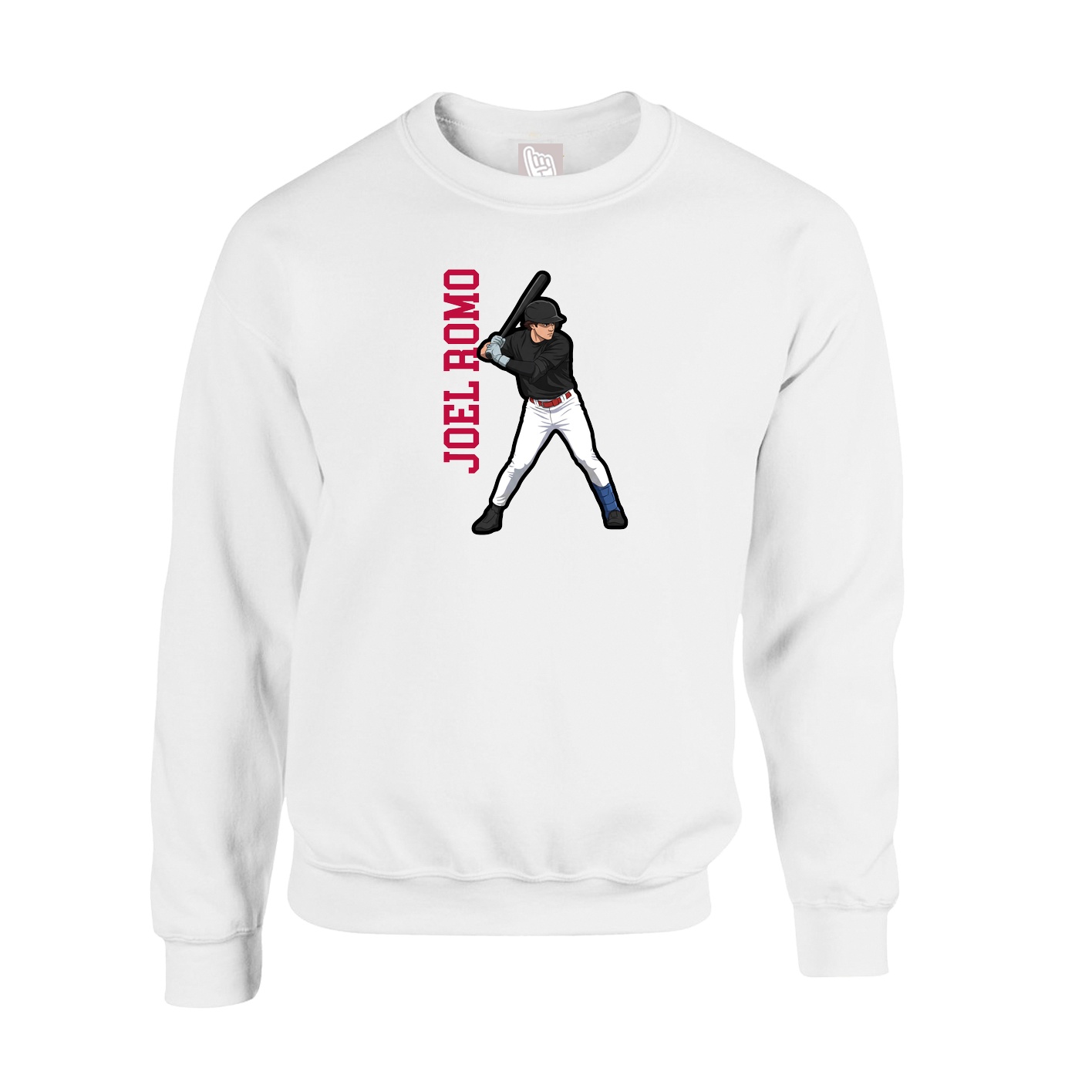 Fleece Crew — Name Vertical in White