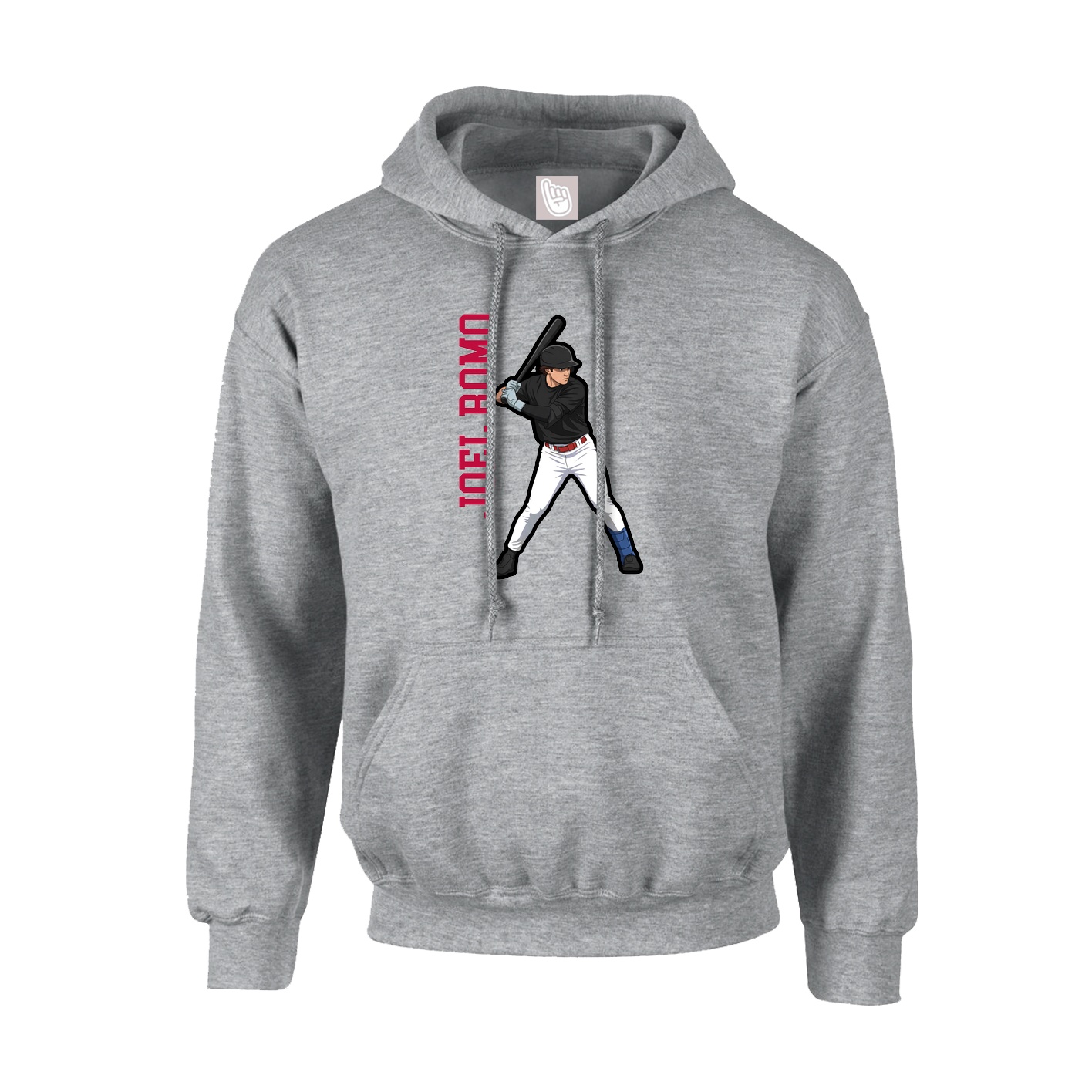 Youth Hoodie — Name Vertical in Grey