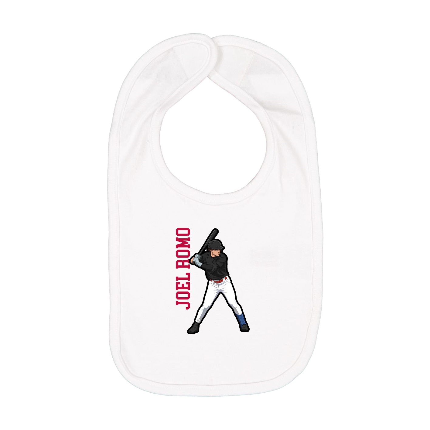 Infant Bib — Name Vertical in White