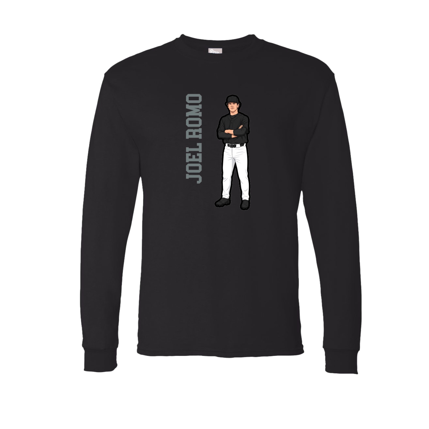 Long Sleeve Tee — Name Vertical in Black