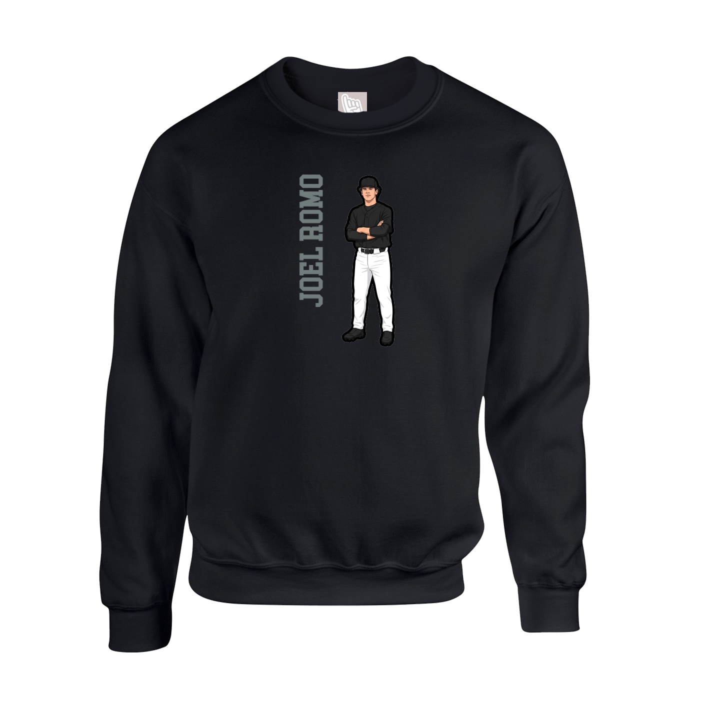 Fleece Crew — Name Vertical in Black
