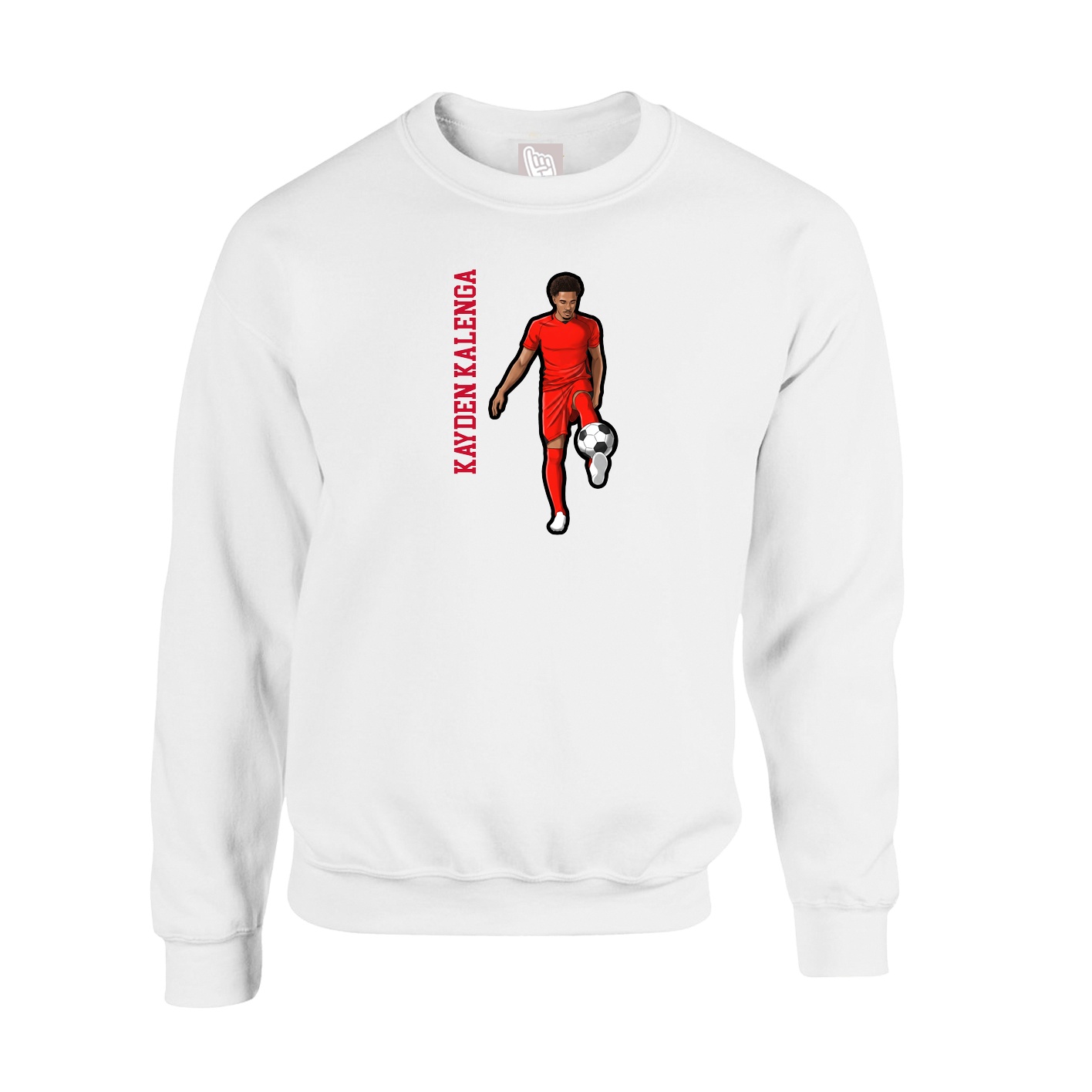 Fleece Crew — Name Vertical in White